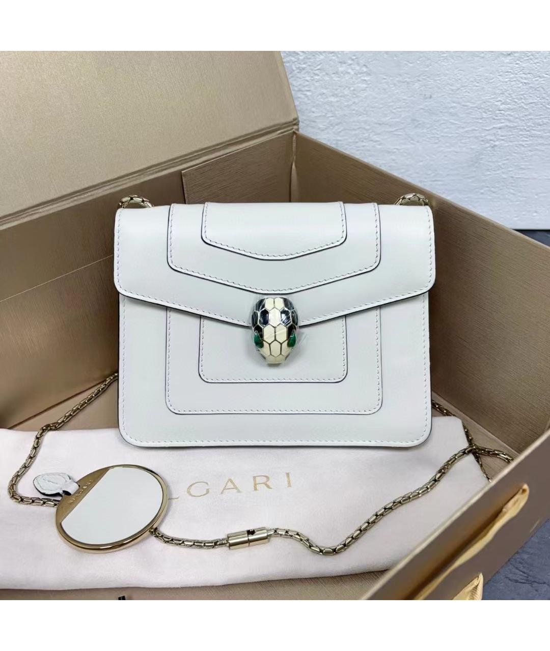 BVLGARI Белая кожаная сумка через плечо, фото 9