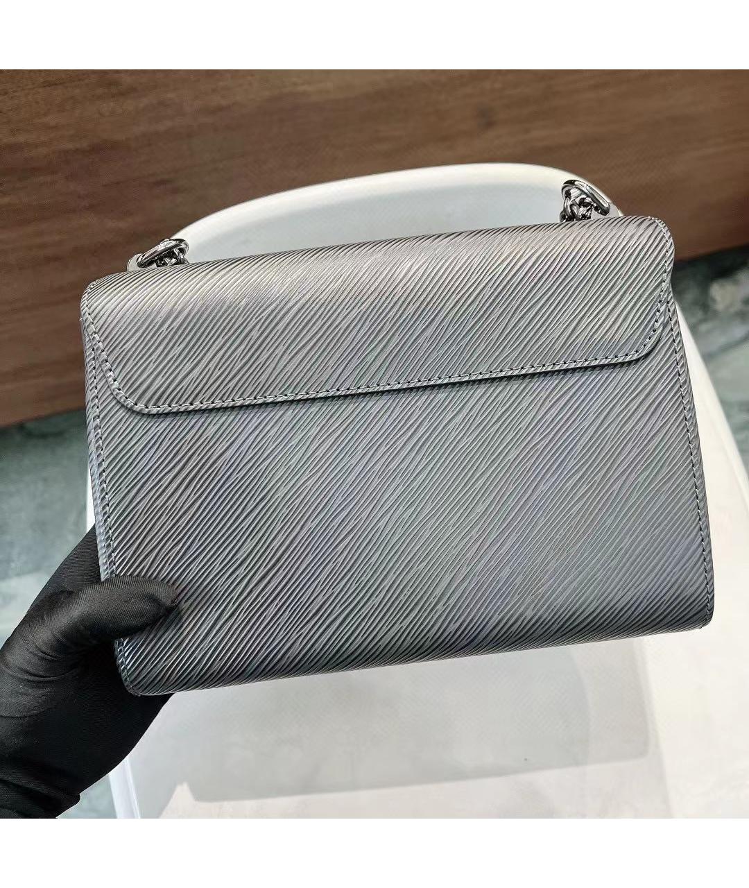 LOUIS VUITTON Серая кожаная сумка через плечо, фото 4
