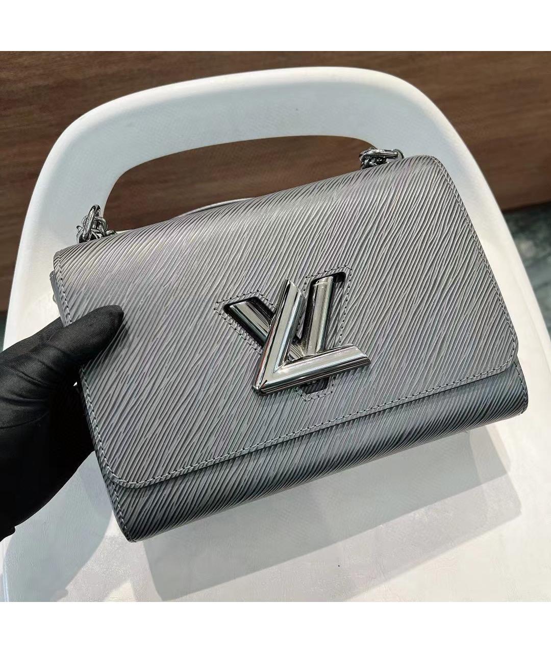 LOUIS VUITTON Серая кожаная сумка через плечо, фото 9