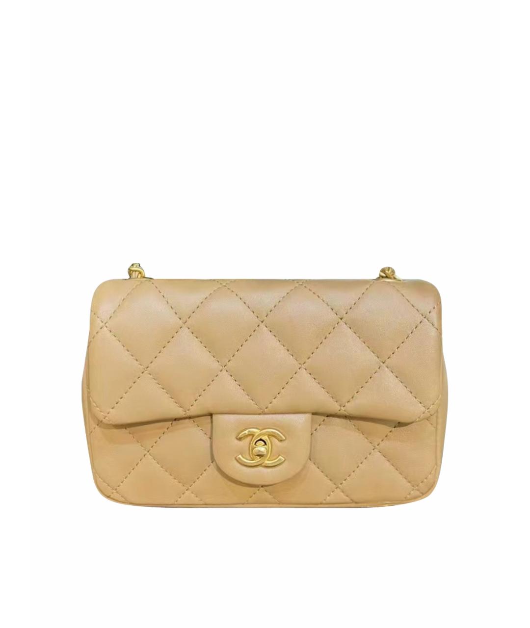CHANEL Бежевая кожаная сумка через плечо, фото 1