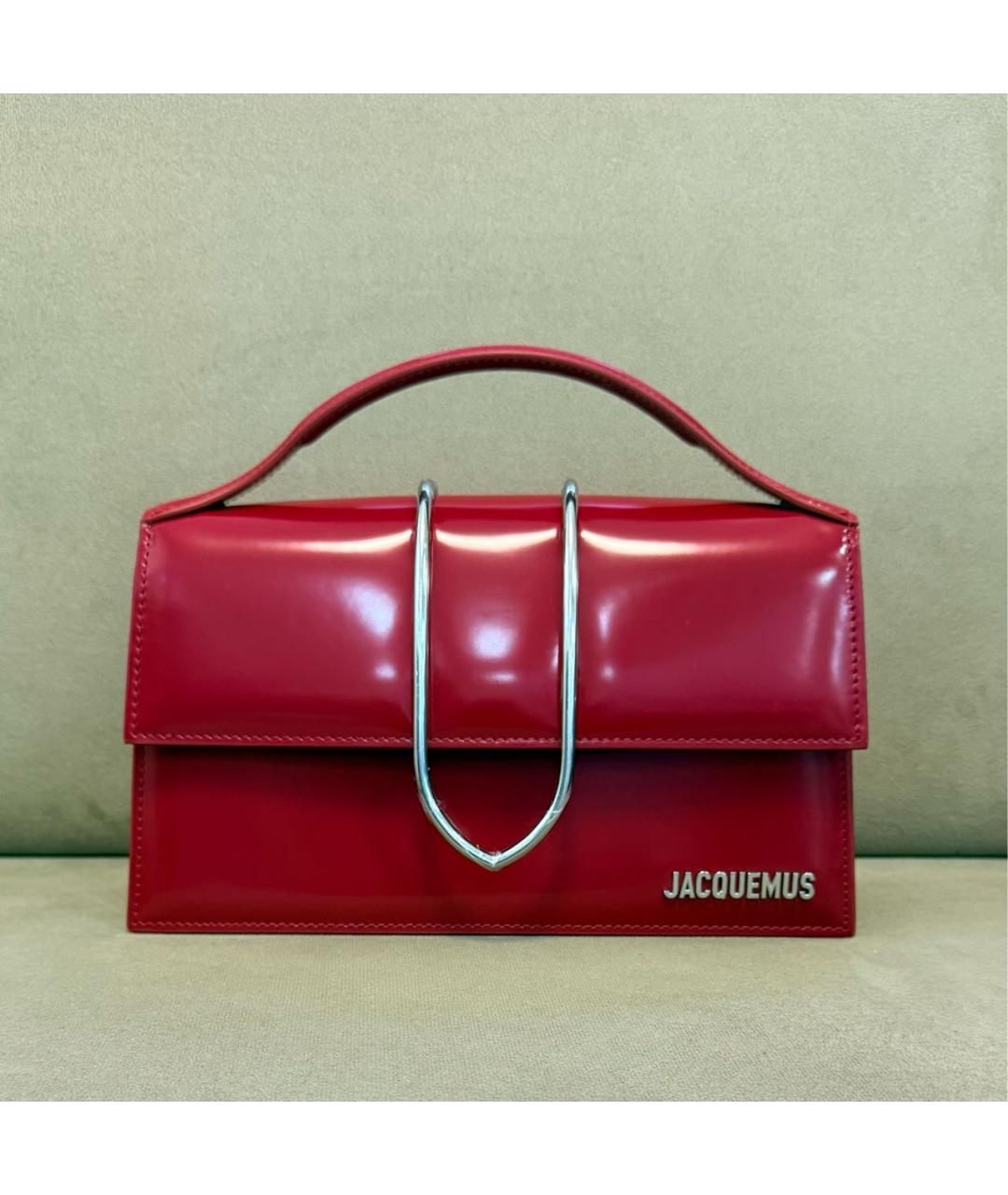 JACQUEMUS Красная сумка с короткими ручками из лакированной кожи, фото 2
