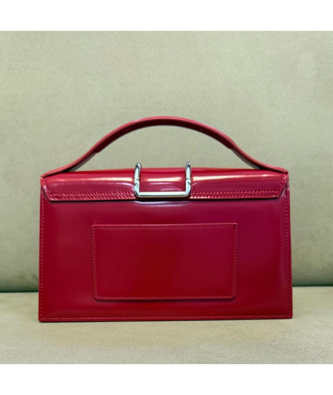 JACQUEMUS Красная сумка с короткими ручками из лакированной кожи, фото 4