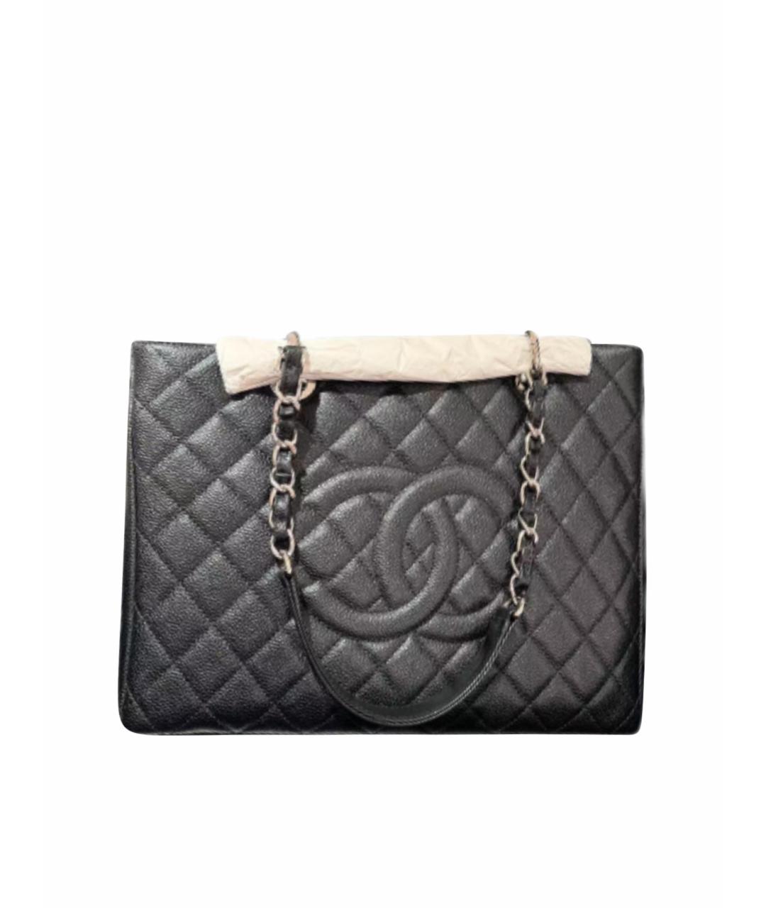 CHANEL Черная кожаная сумка тоут, фото 1