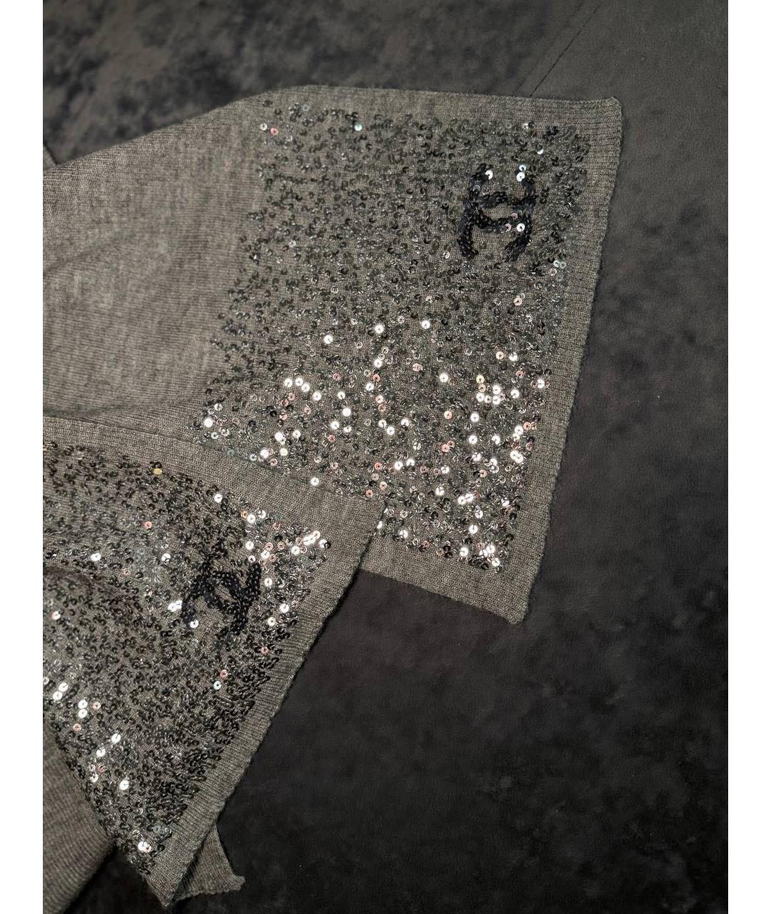 CHANEL Серый кашемировый шарф, фото 2