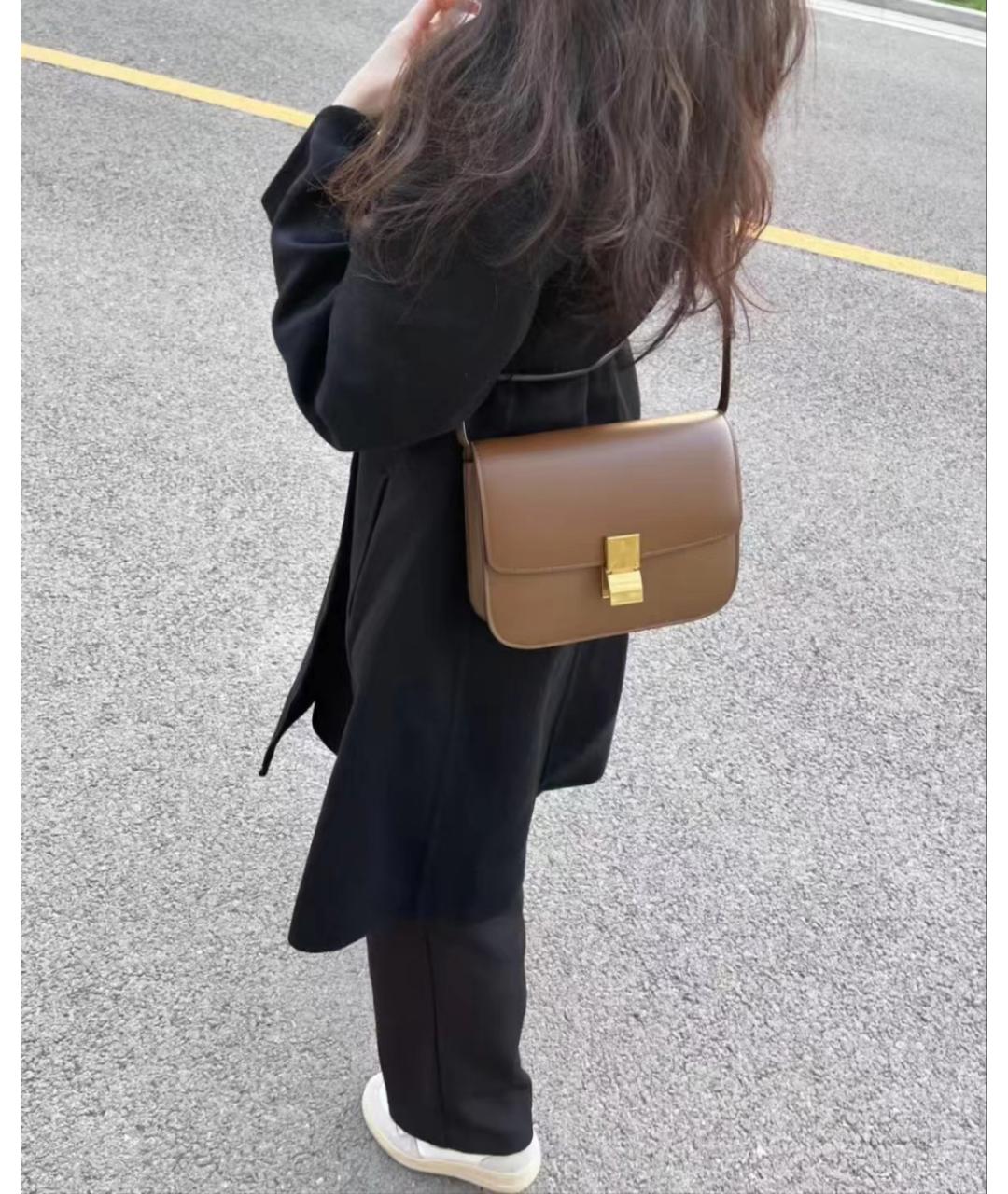 CELINE Коричневая кожаная сумка через плечо, фото 8