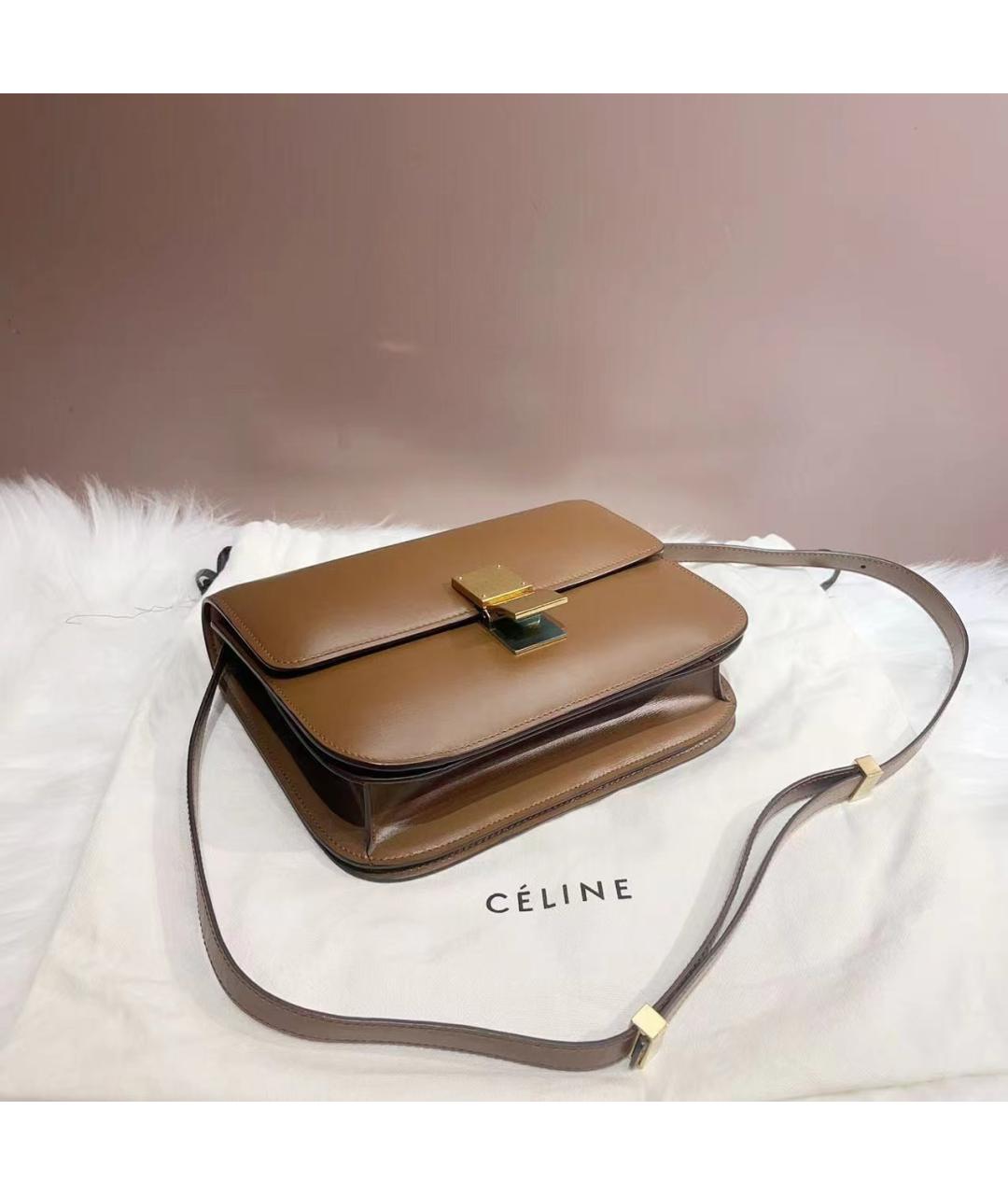 CELINE Коричневая кожаная сумка через плечо, фото 6