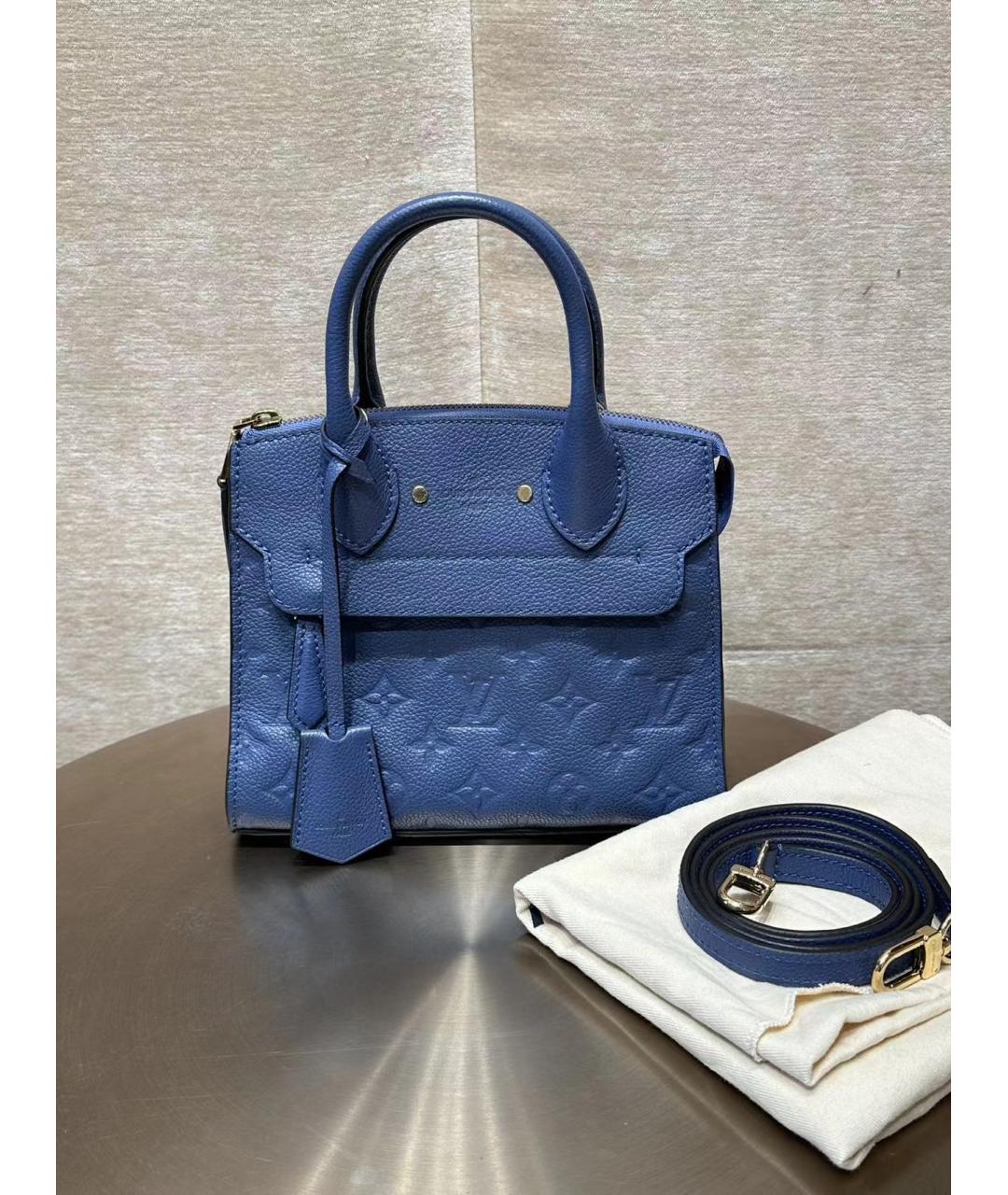LOUIS VUITTON Синяя кожаная сумка с короткими ручками, фото 7
