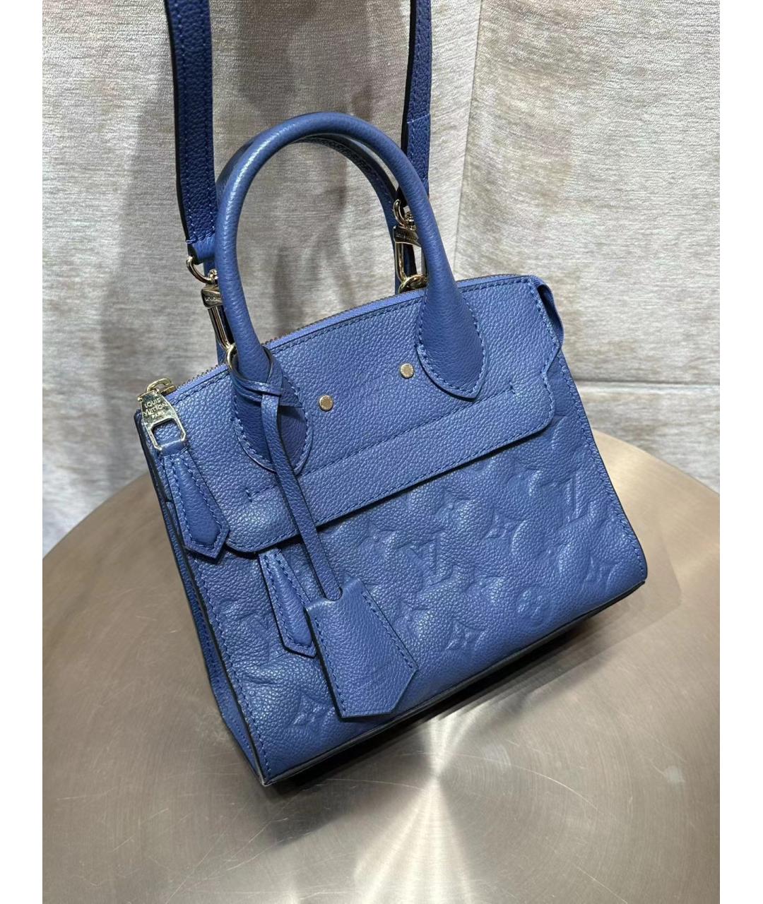 LOUIS VUITTON Синяя кожаная сумка с короткими ручками, фото 8
