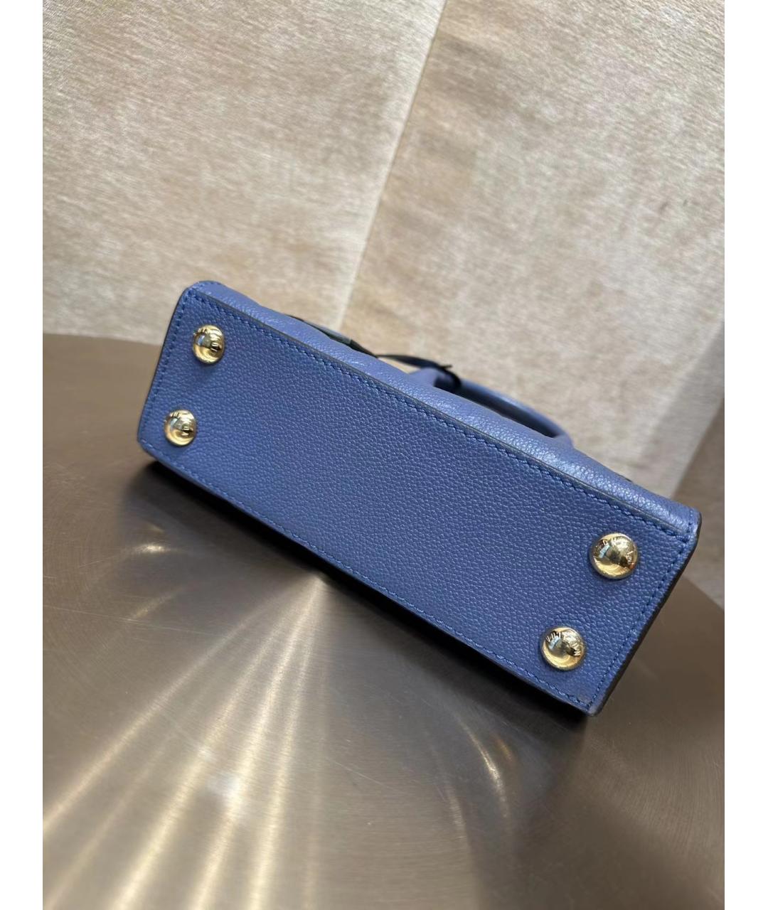 LOUIS VUITTON Синяя кожаная сумка с короткими ручками, фото 5