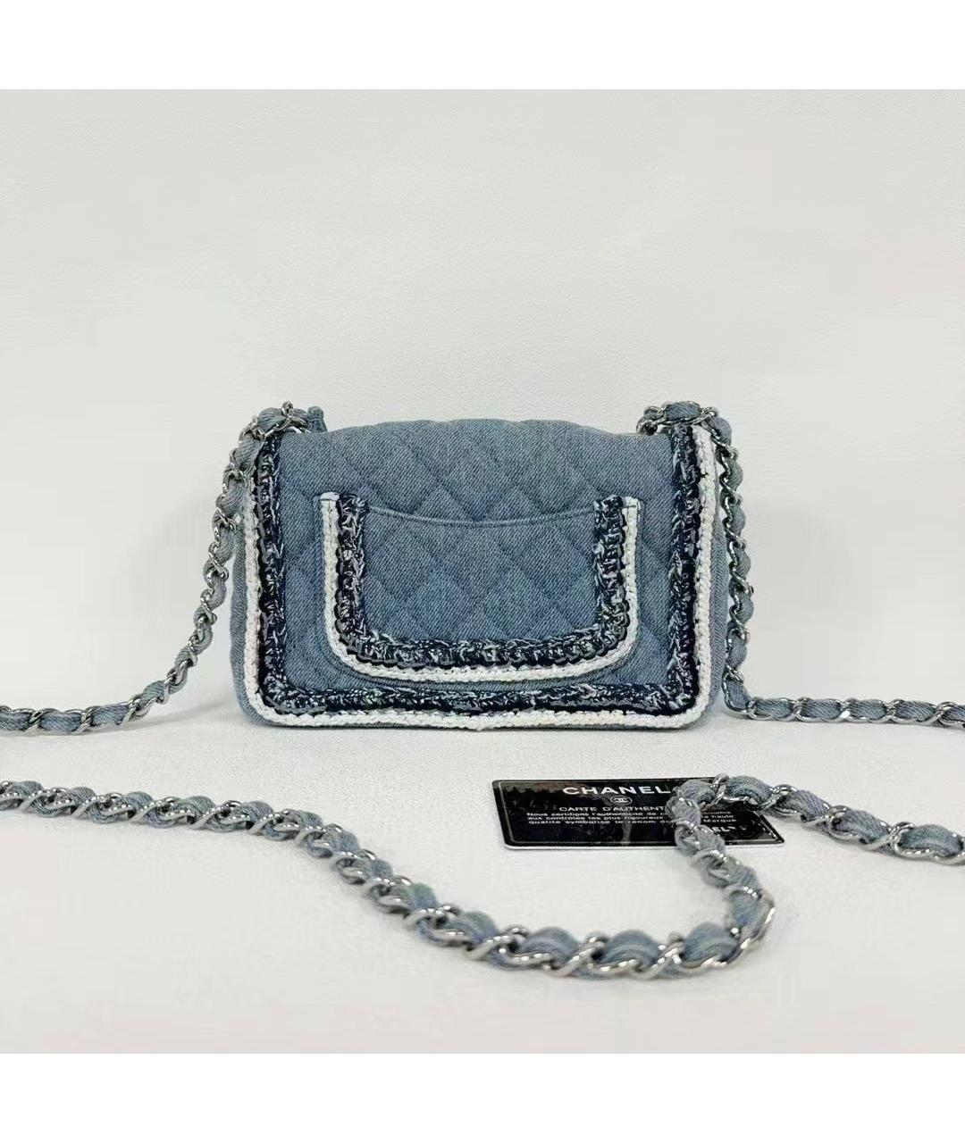 CHANEL Голубая деним сумка через плечо, фото 2