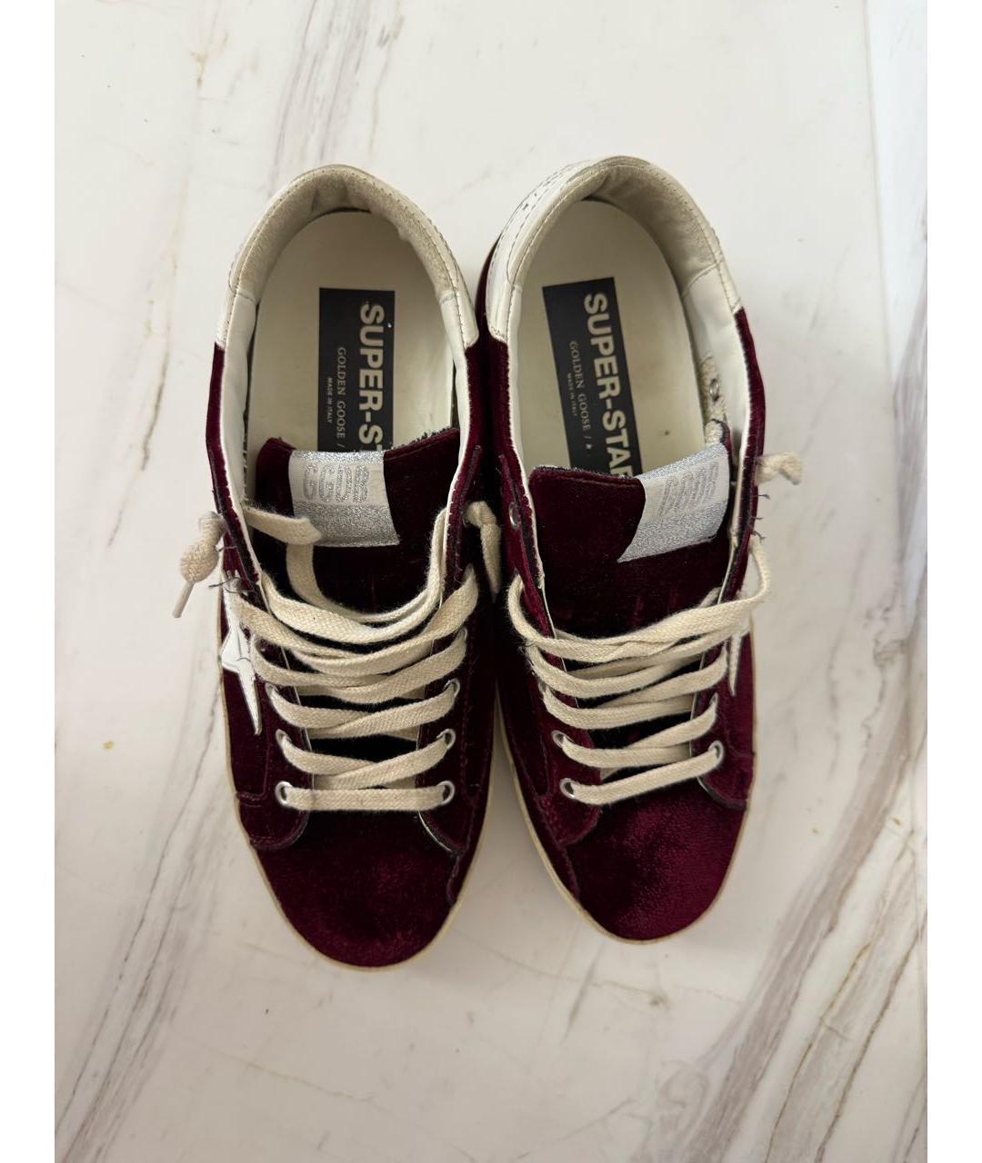 GOLDEN GOOSE DELUXE BRAND Бордовые бархатные кеды, фото 3