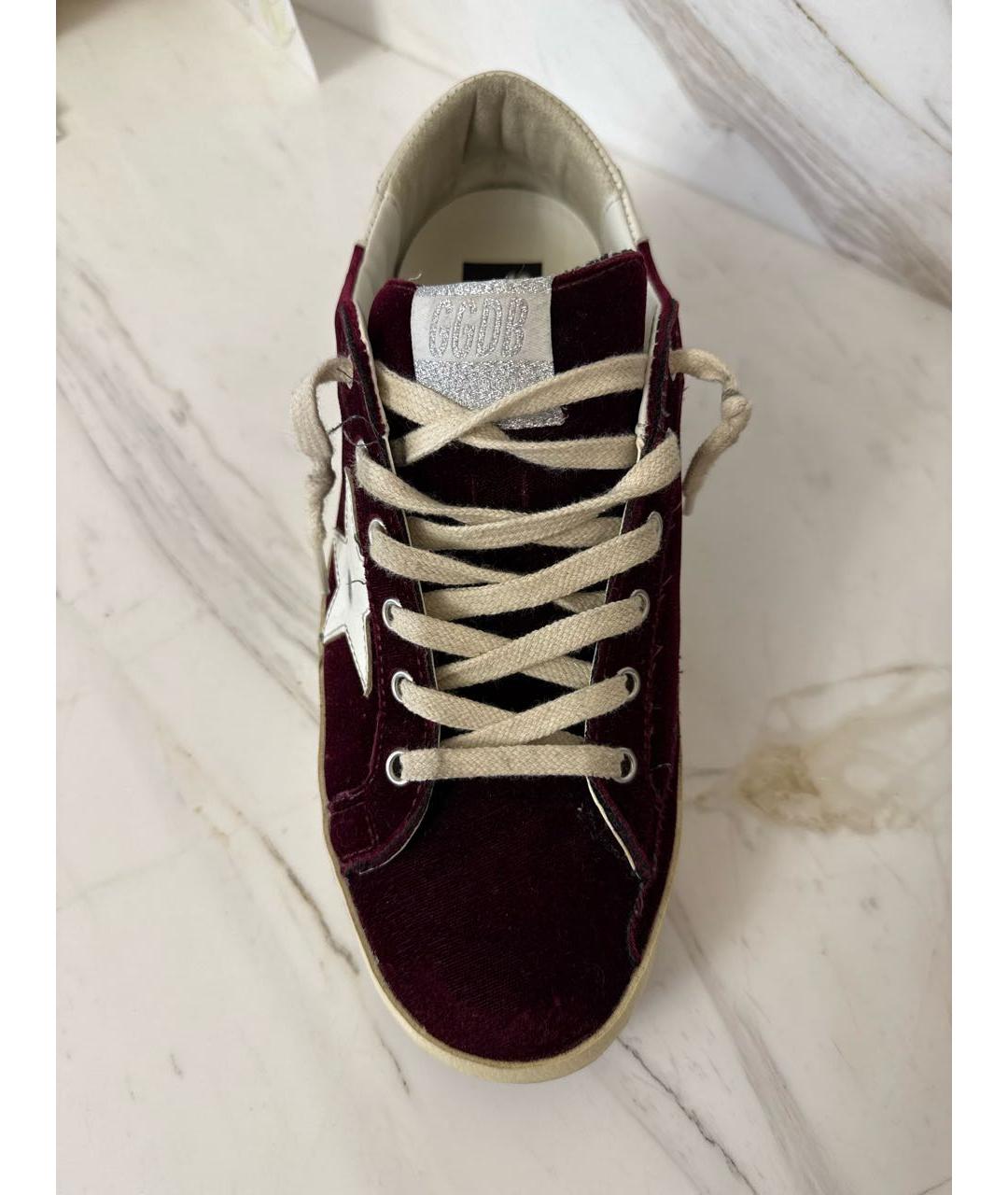 GOLDEN GOOSE DELUXE BRAND Бордовые бархатные кеды, фото 5
