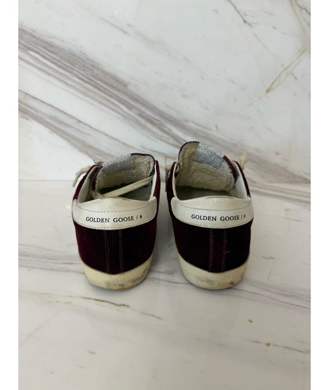 GOLDEN GOOSE DELUXE BRAND Бордовые бархатные кеды, фото 4