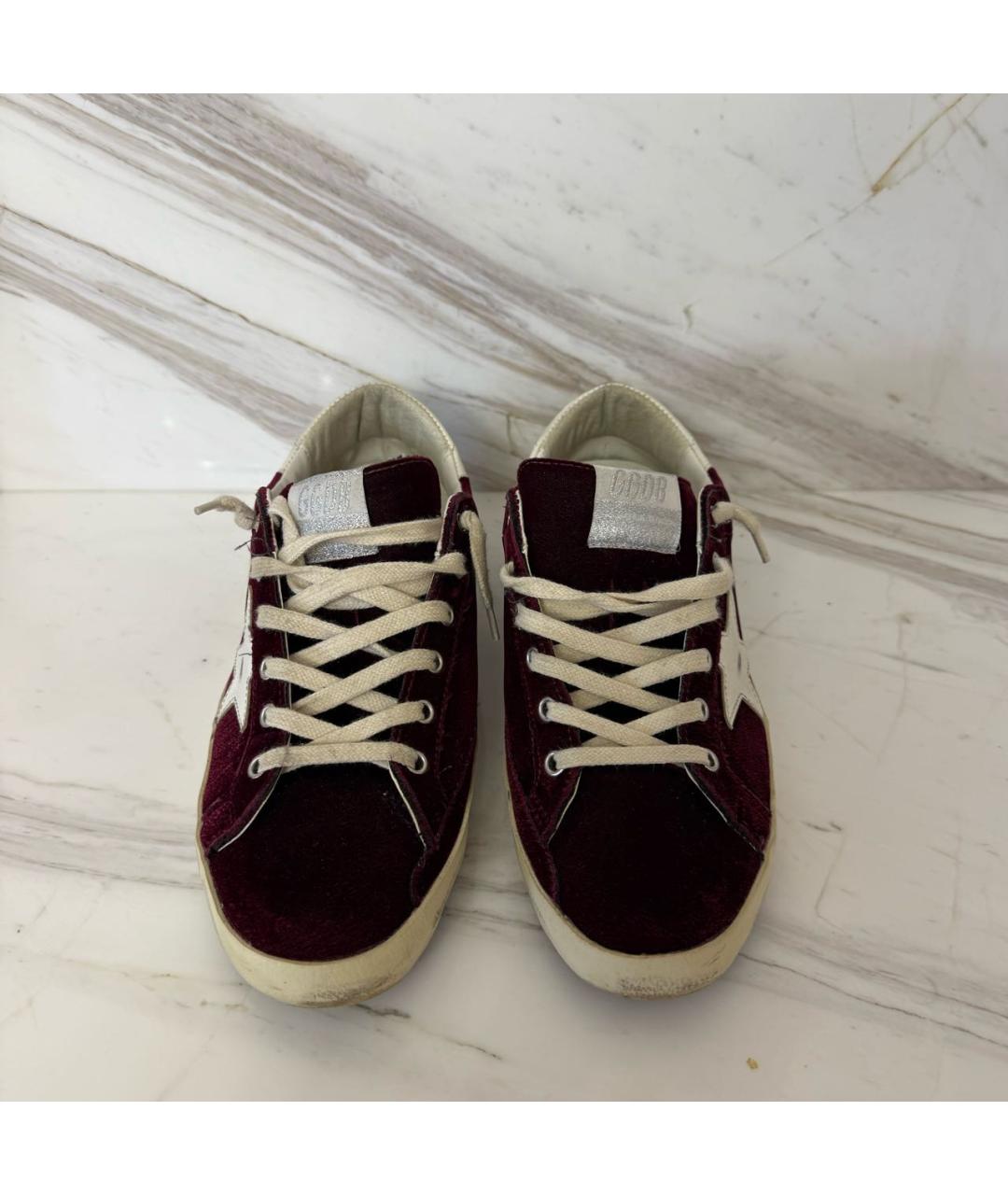 GOLDEN GOOSE DELUXE BRAND Бордовые бархатные кеды, фото 2