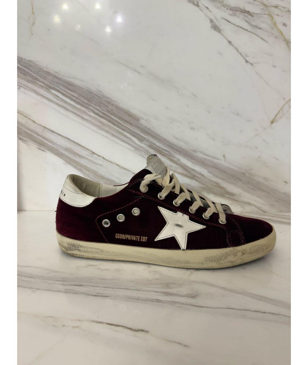 GOLDEN GOOSE DELUXE BRAND Бордовые бархатные кеды, фото 6