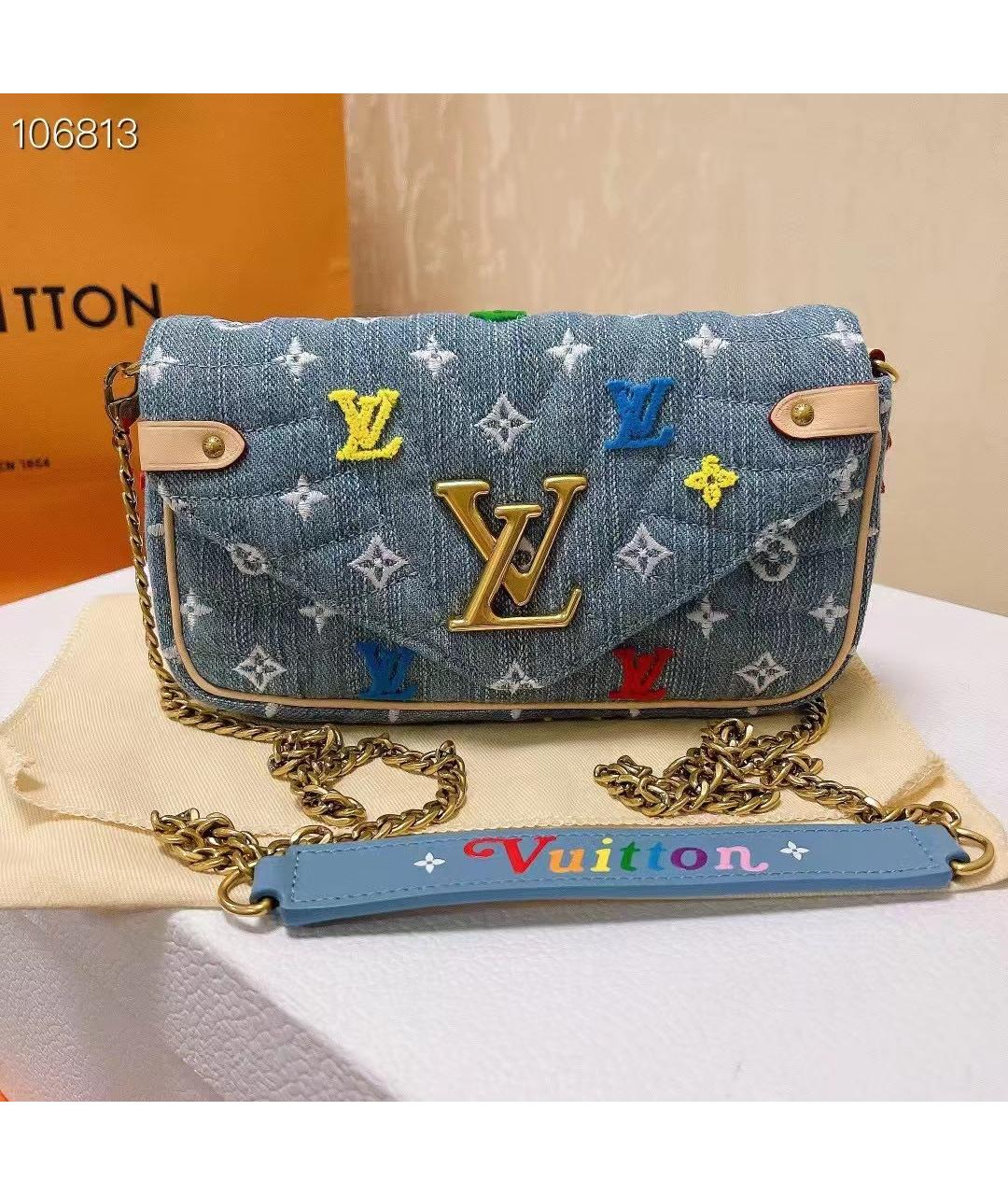 LOUIS VUITTON Голубая деним сумка через плечо, фото 3