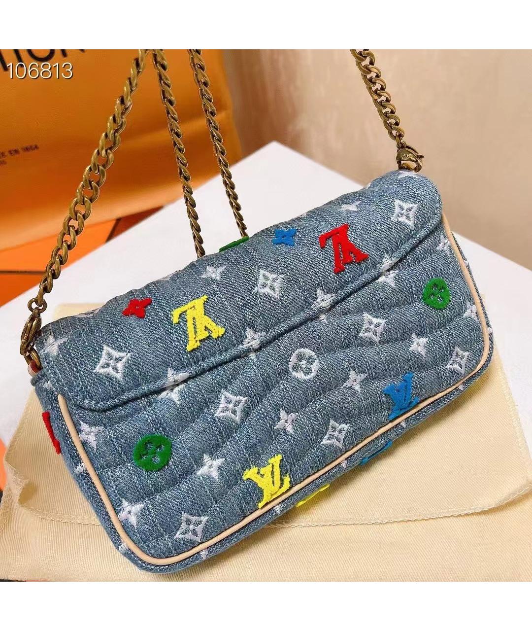 LOUIS VUITTON Голубая деним сумка через плечо, фото 5