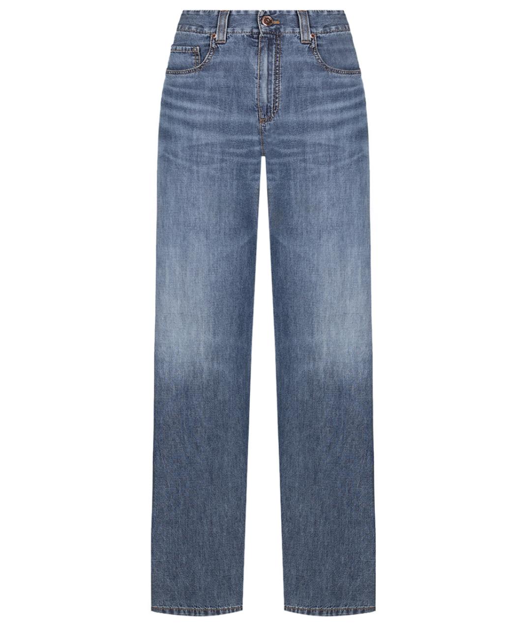 BRUNELLO CUCINELLI Синие хлопковые прямые джинсы, фото 1