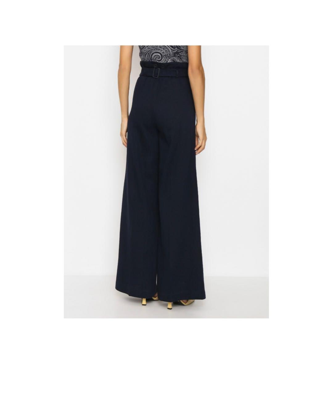 MAX MARA Темно-синие льняные брюки широкие, фото 2