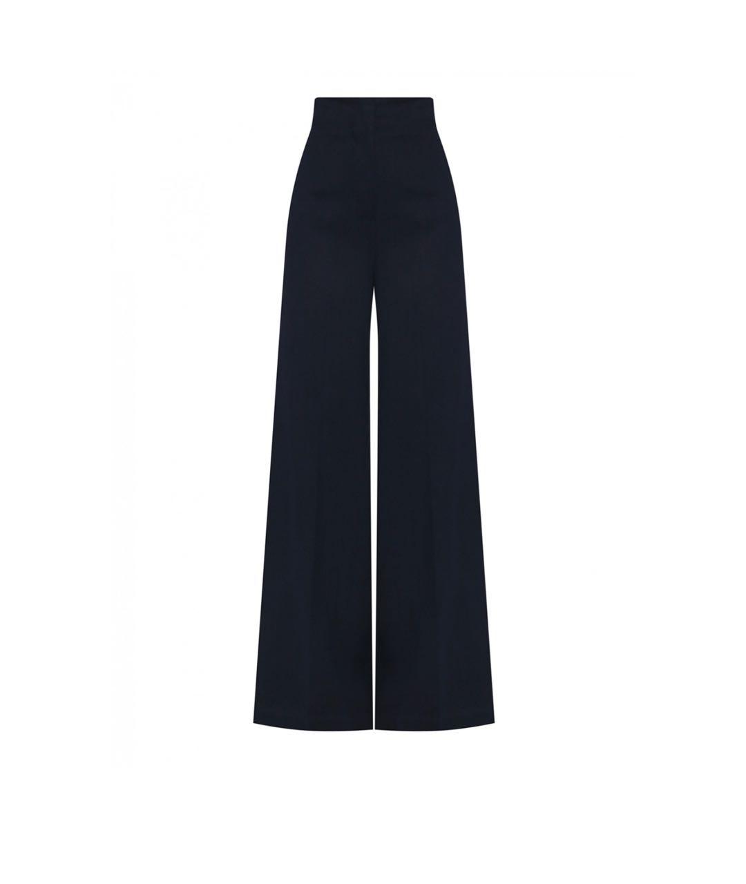 MAX MARA Темно-синие льняные брюки широкие, фото 1