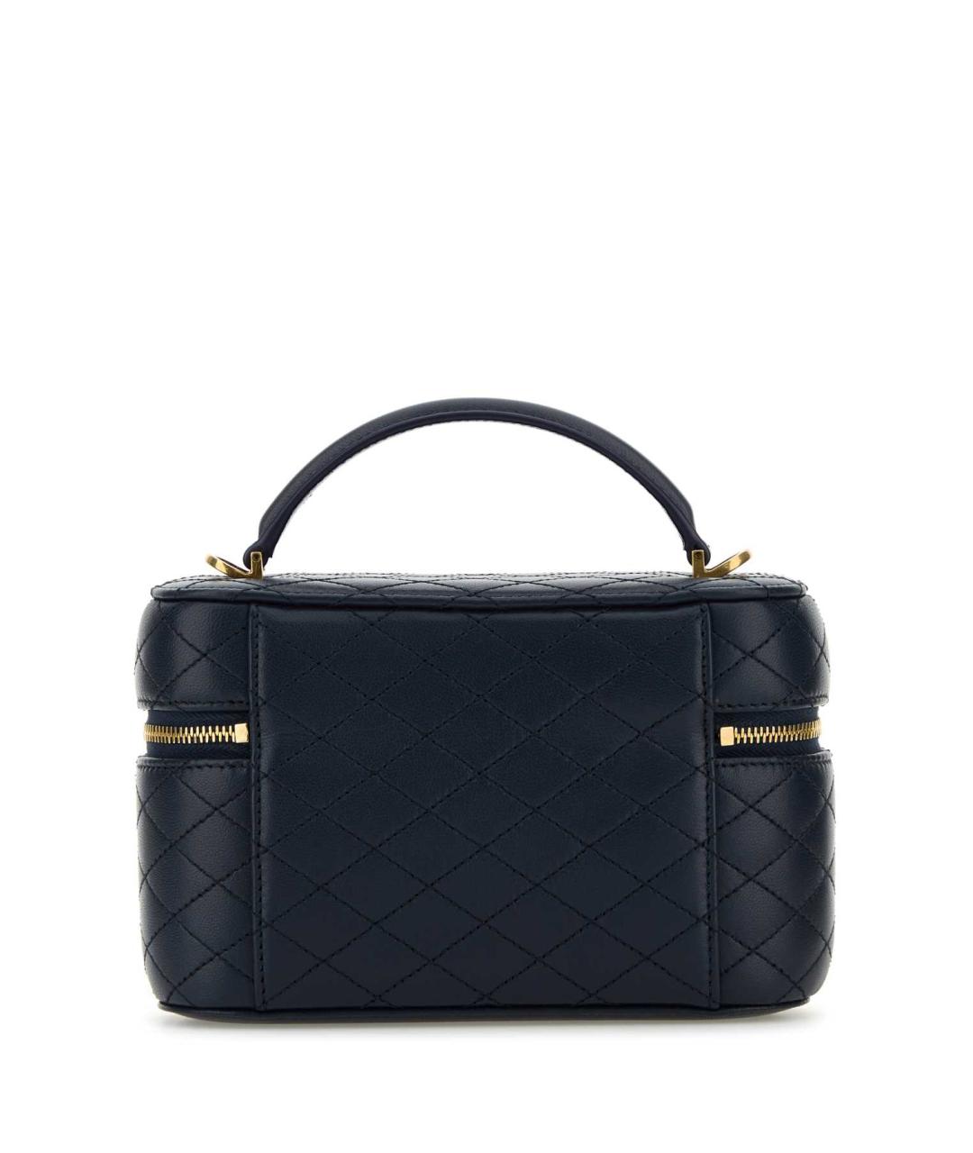 SAINT LAURENT Темно-синяя кожаная сумка с короткими ручками, фото 3