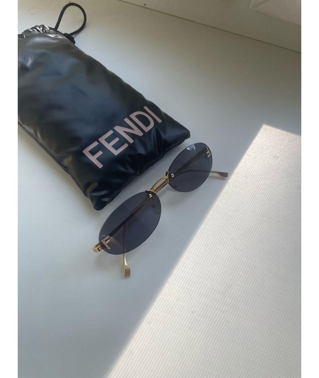 FENDI Синие металлические солнцезащитные очки, фото 3