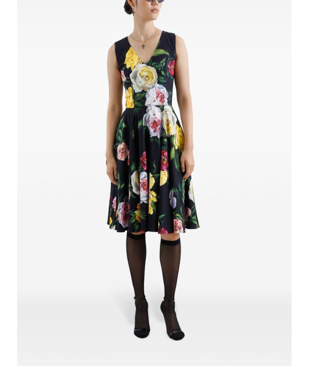 DOLCE&GABBANA Мульти шелковое повседневное платье, фото 2