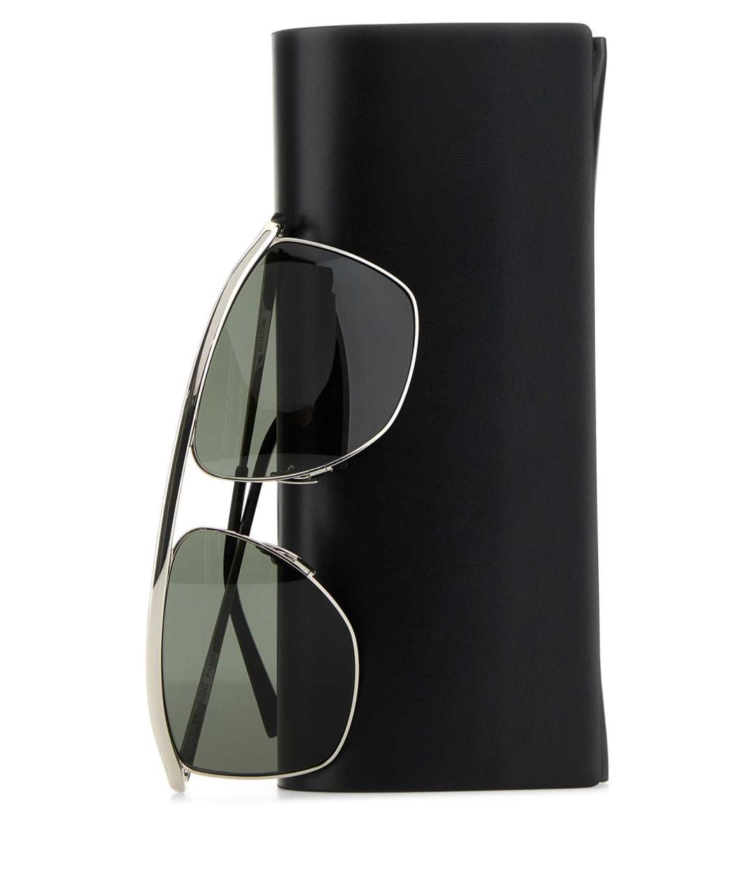 SAINT LAURENT Серебряные металлические солнцезащитные очки, фото 3