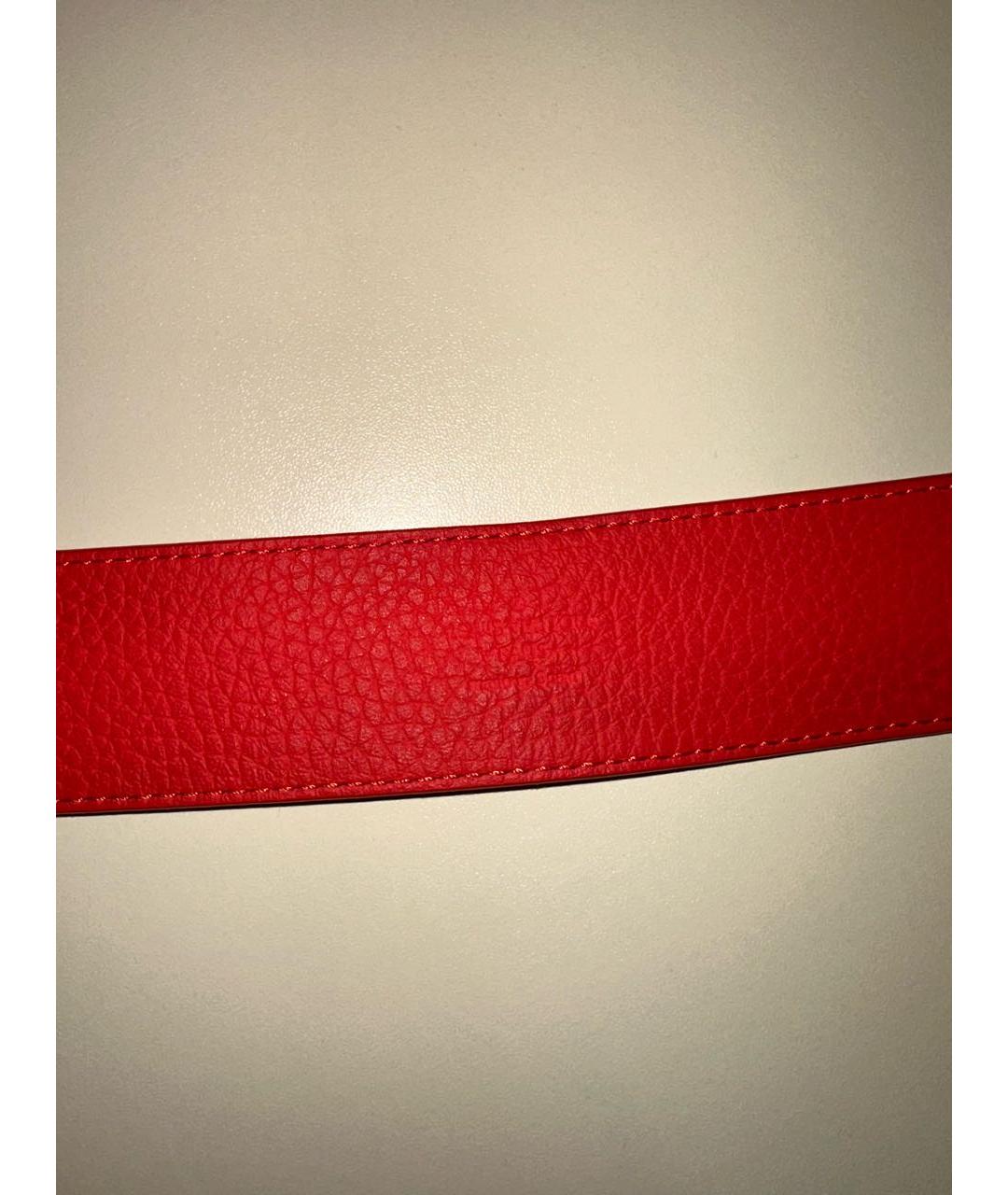 LOUIS VUITTON Красный кожаный ремень, фото 4
