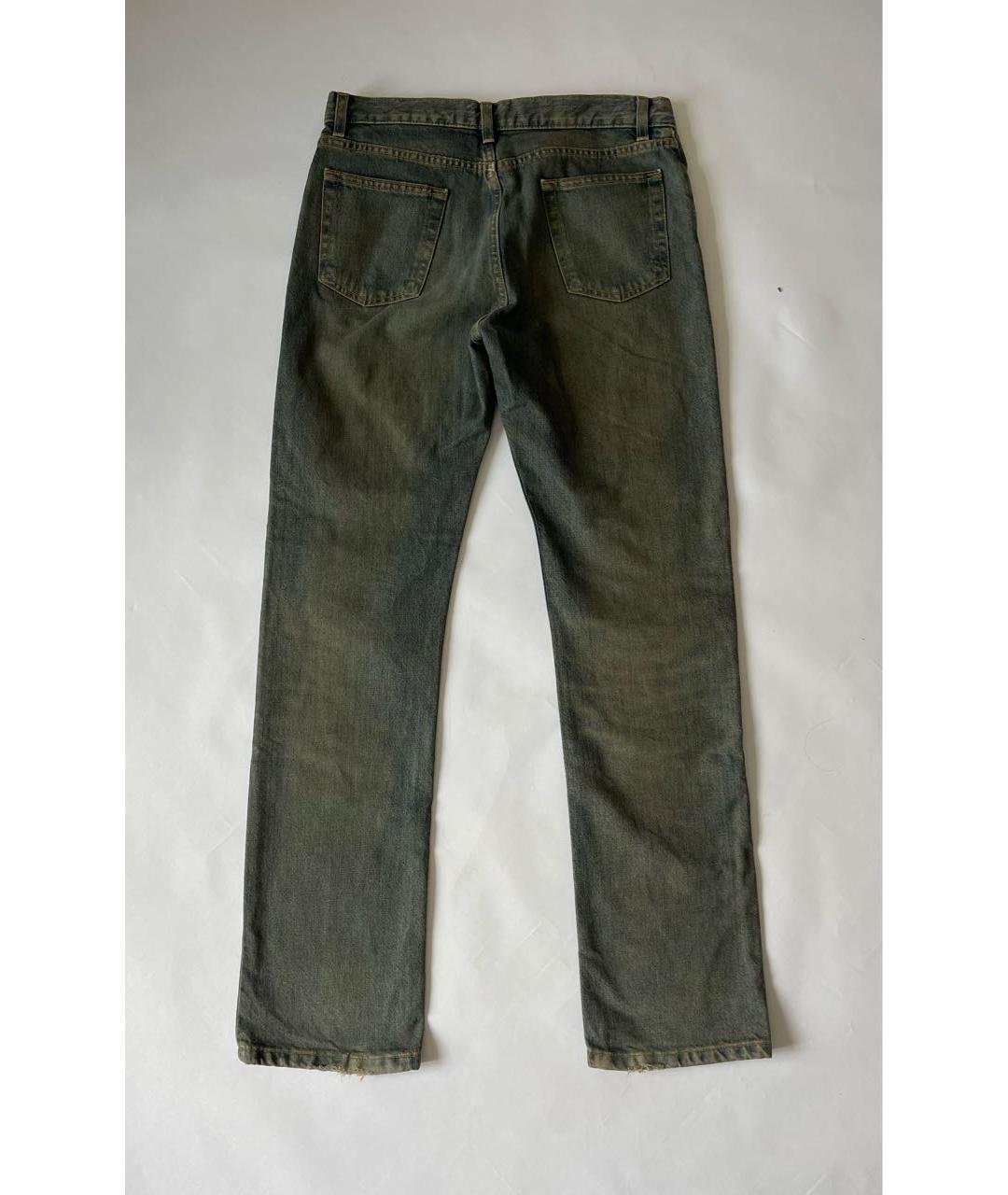HELMUT LANG Хаки хлопковые прямые джинсы, фото 2