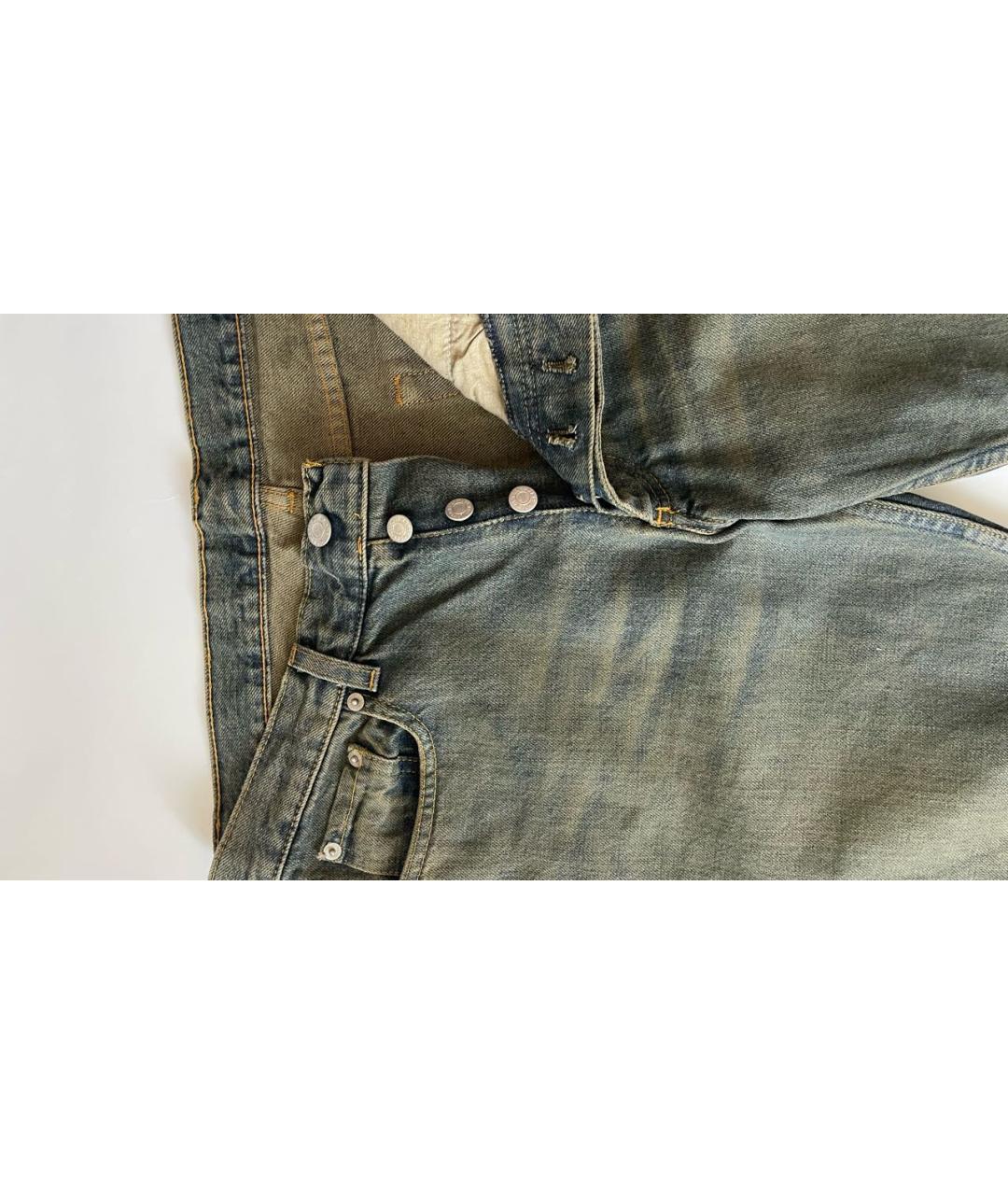HELMUT LANG Хаки хлопковые прямые джинсы, фото 5