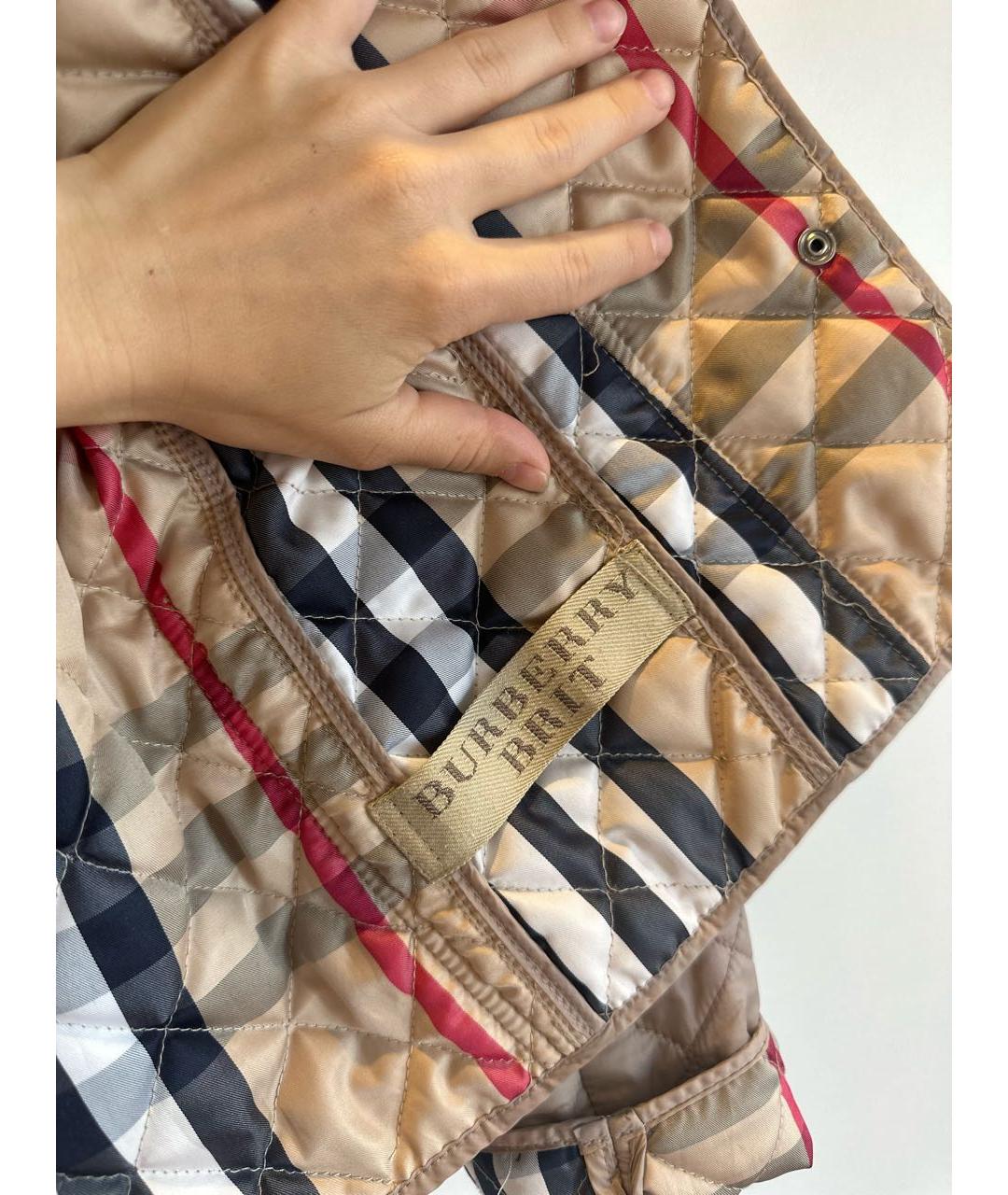 BURBERRY Бежевая полиэстеровая куртка, фото 7