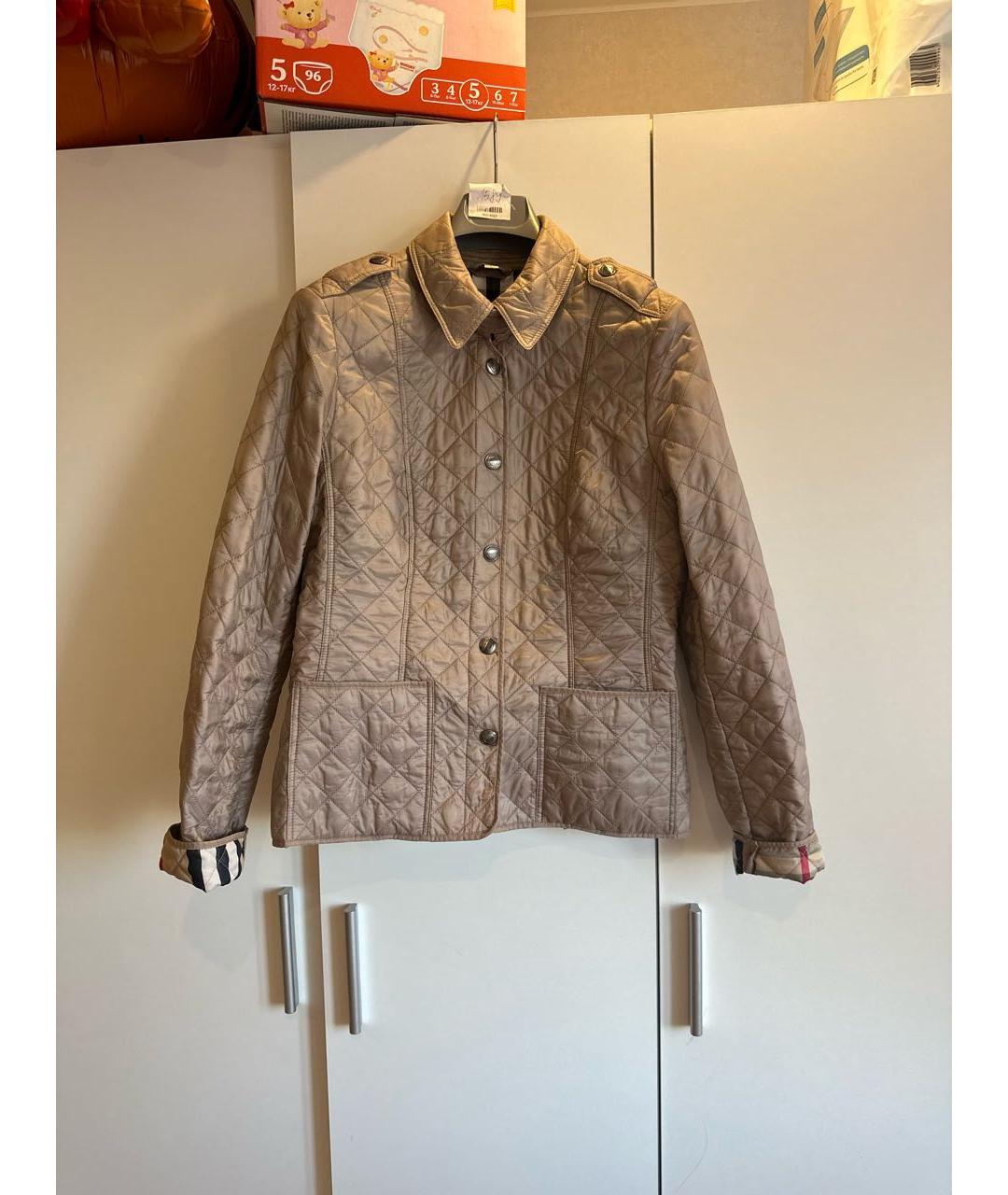 BURBERRY Бежевая полиэстеровая куртка, фото 9