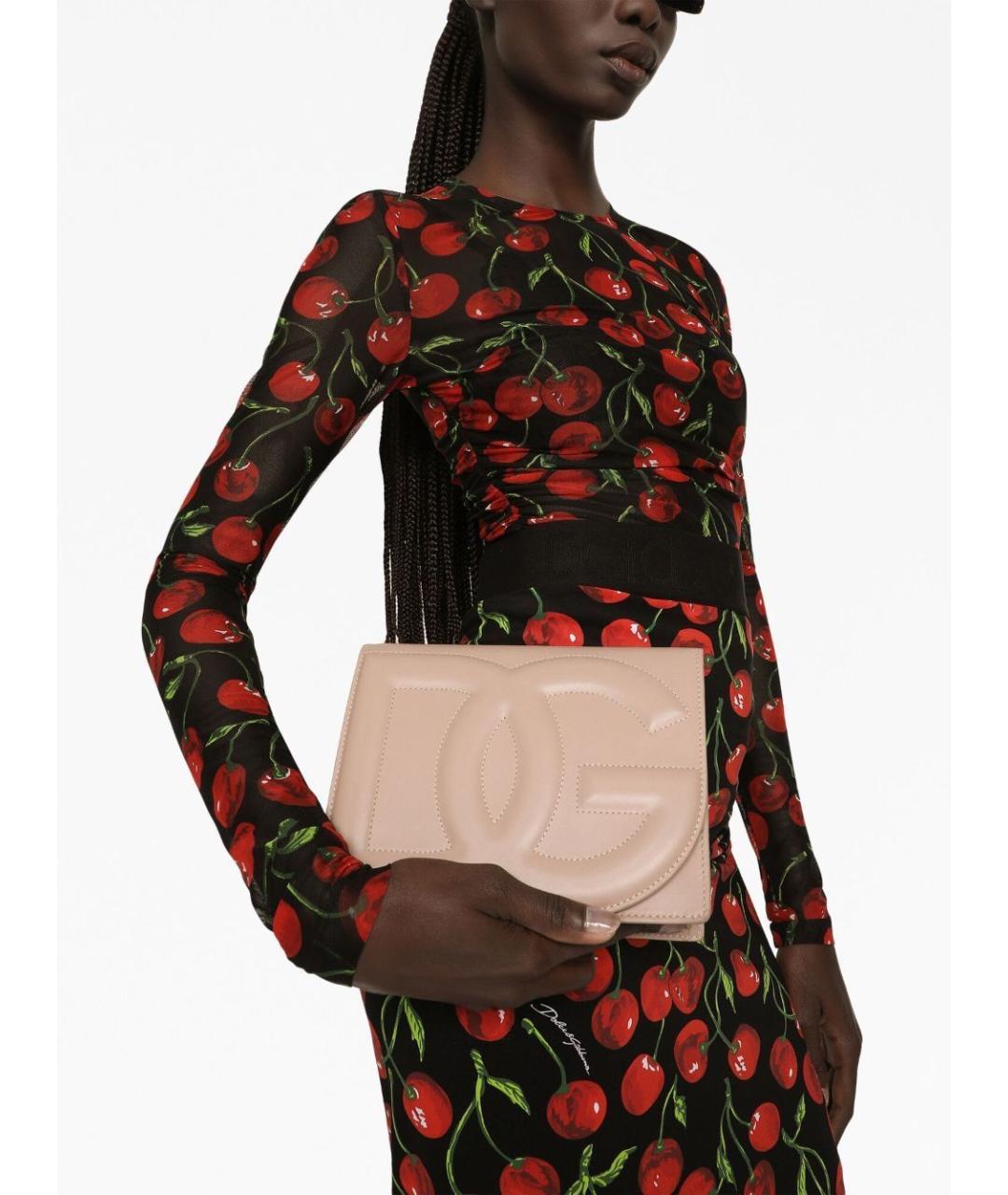 DOLCE&GABBANA Розовая кожаная сумка через плечо, фото 2