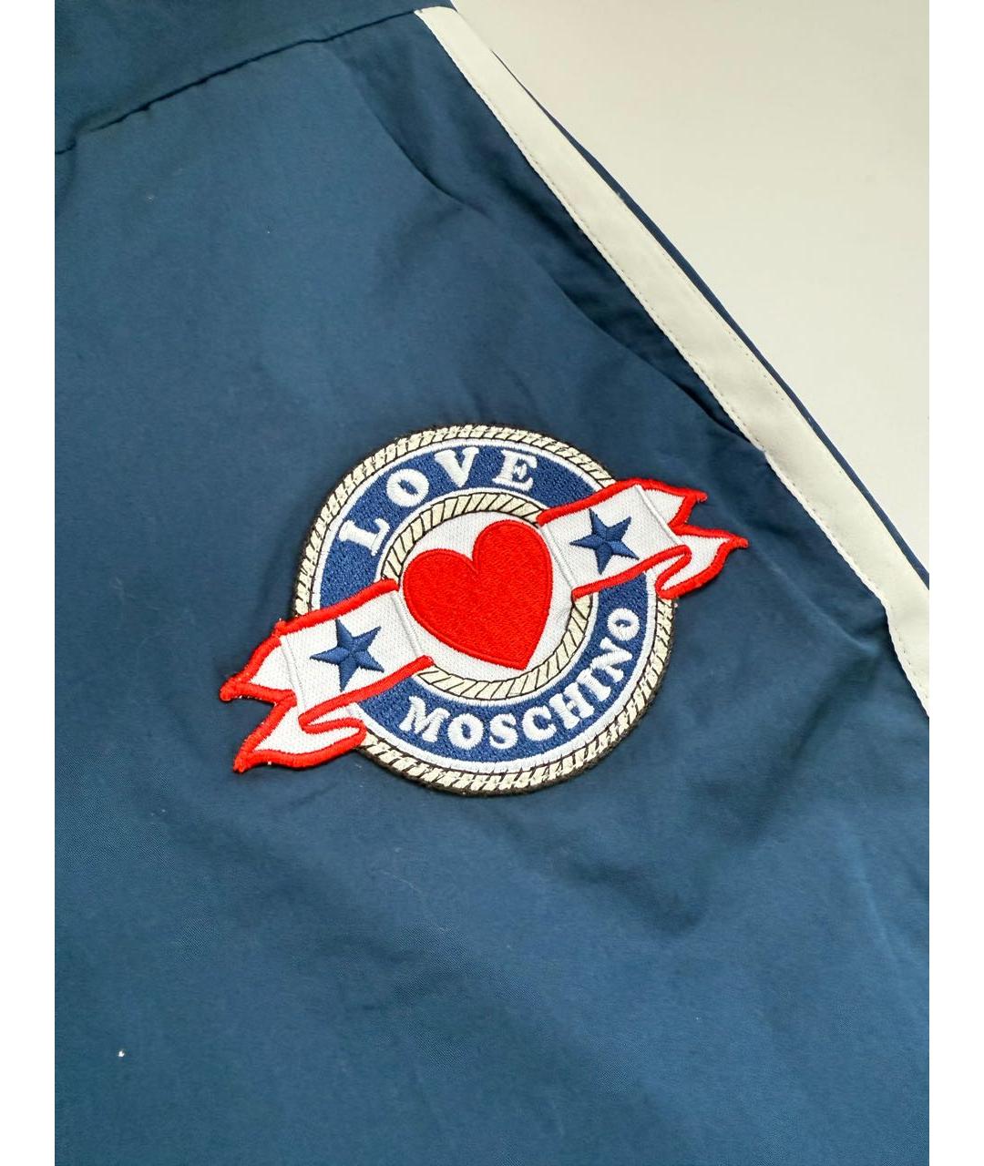 LOVE MOSCHINO Синие хлопковые прямые брюки, фото 4
