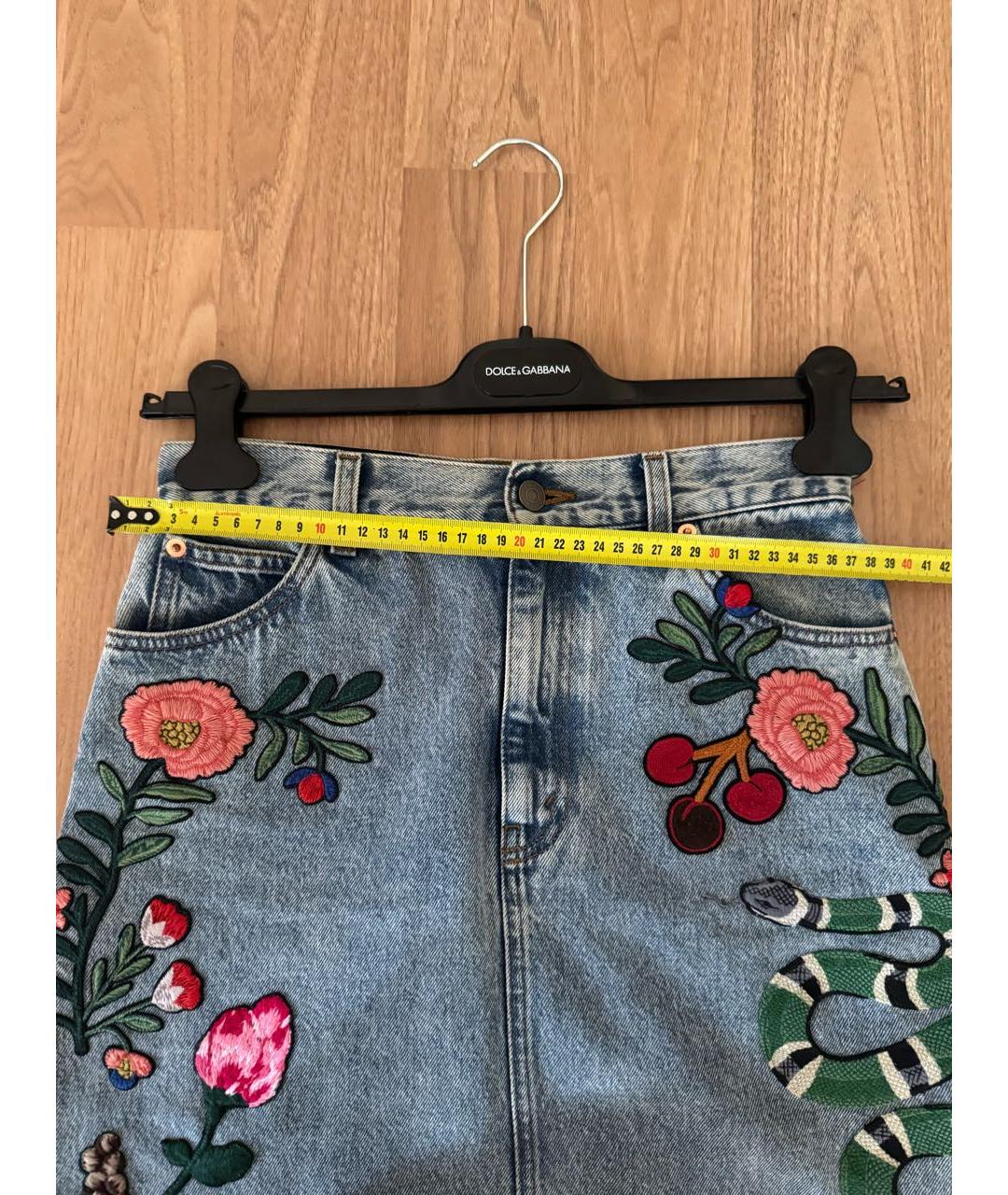 GUCCI Голубая хлопковая юбка миди, фото 4