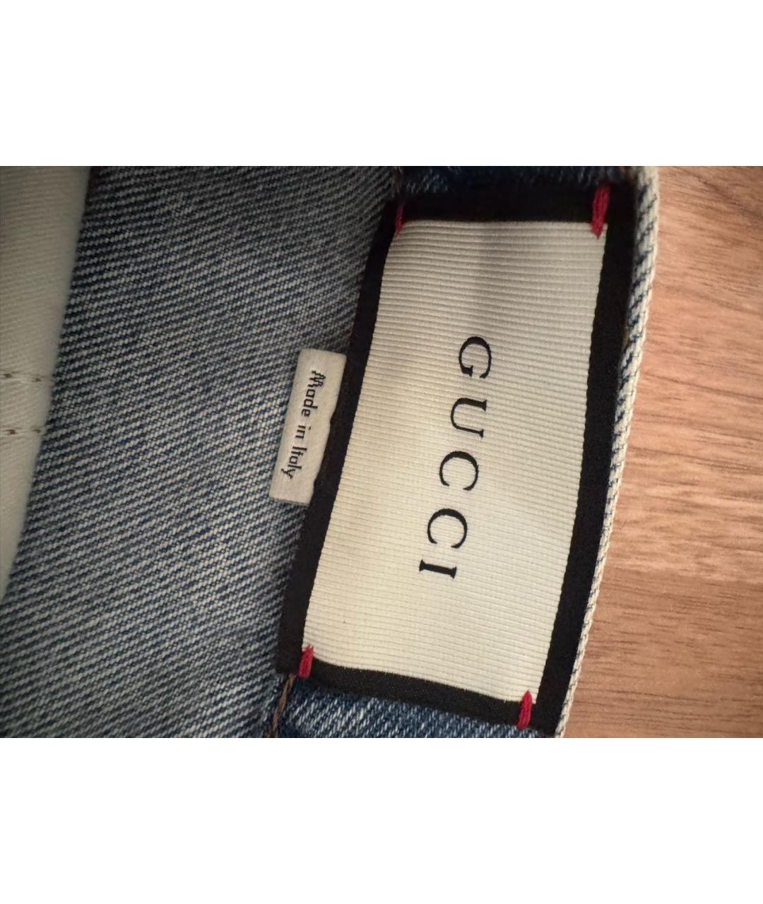 GUCCI Голубая хлопковая юбка миди, фото 7