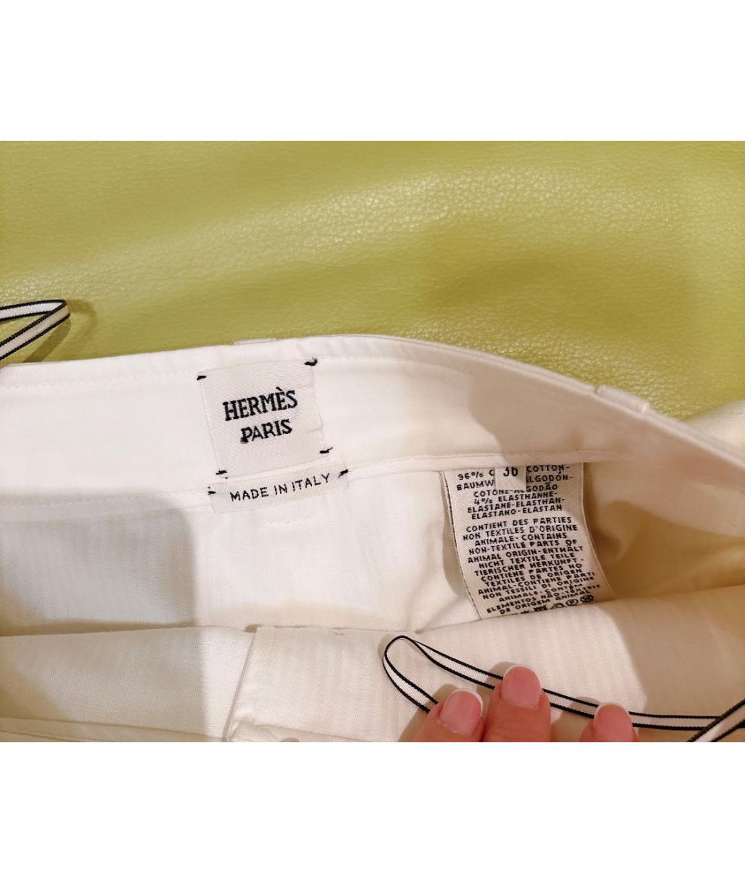 HERMES Белые хлопковые шорты, фото 4