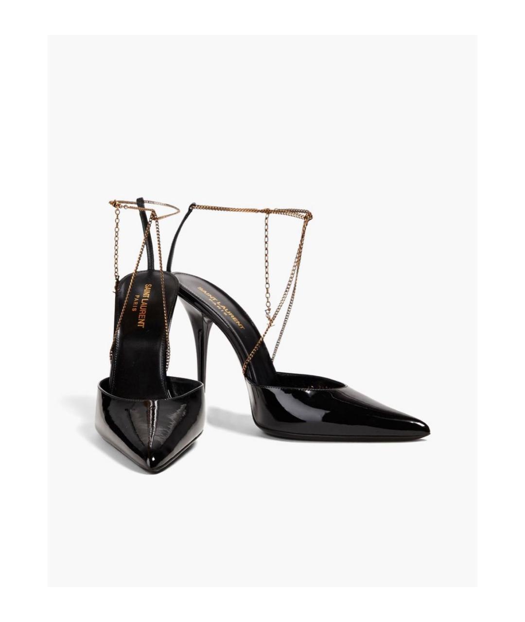 SAINT LAURENT Черные туфли из лакированной кожи, фото 2