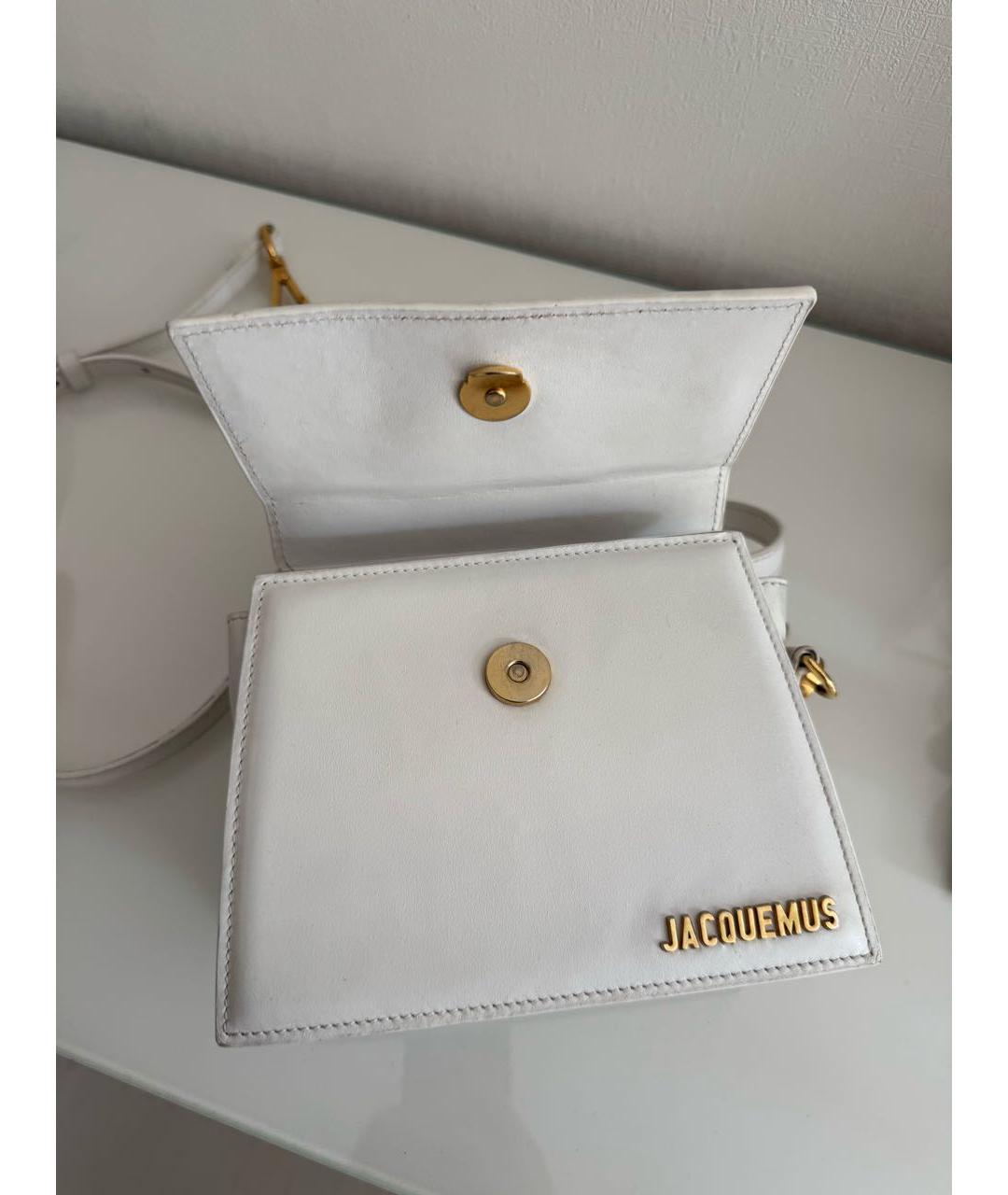 JACQUEMUS Белая кожаная сумка с короткими ручками, фото 5
