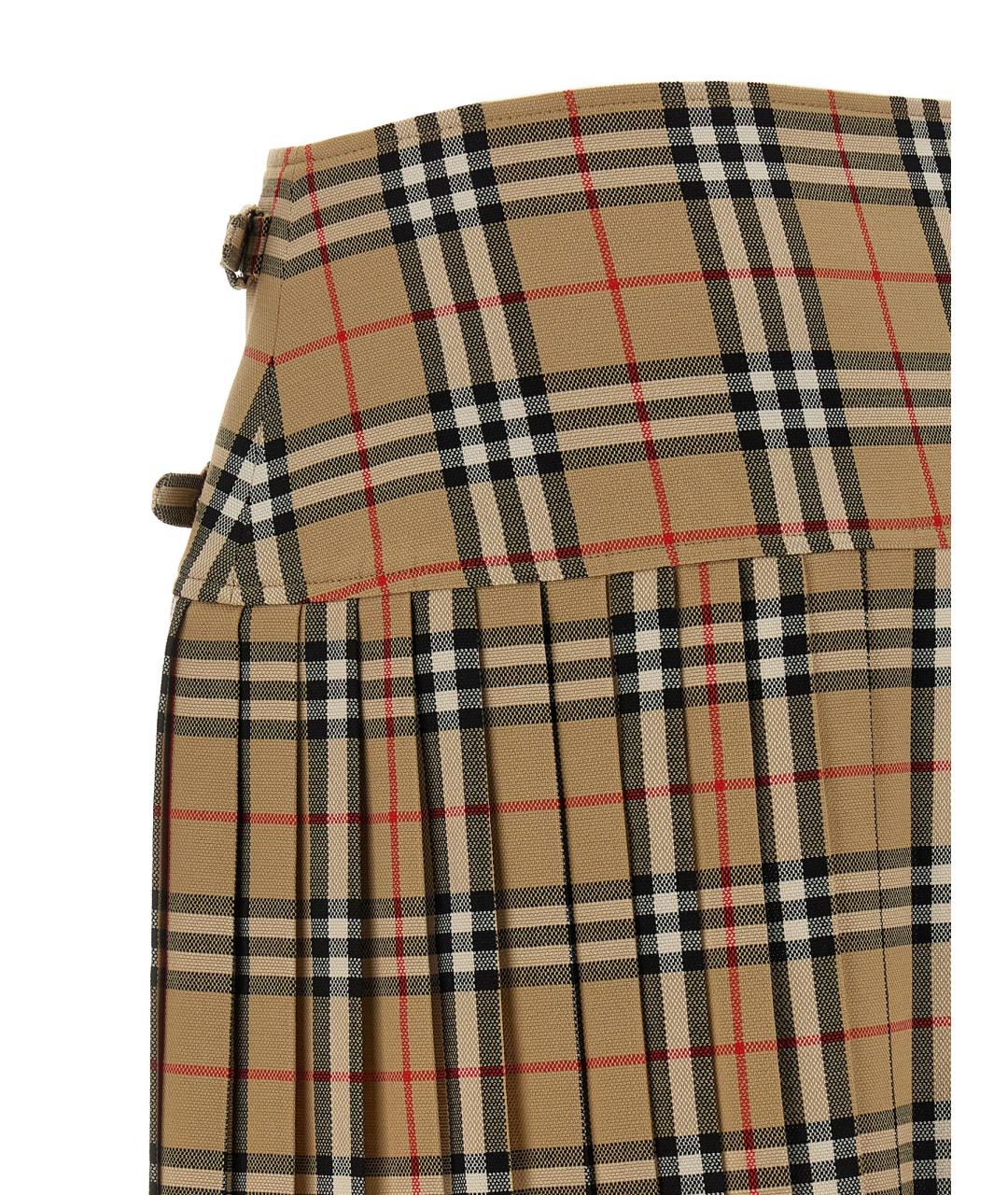 BURBERRY Бежевая шерстяная юбка мини, фото 4