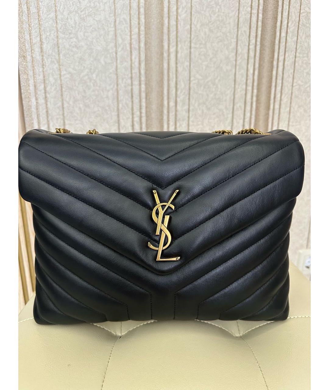 YVES SAINT LAURENT BEAUTY Черная кожаная сумка через плечо, фото 2