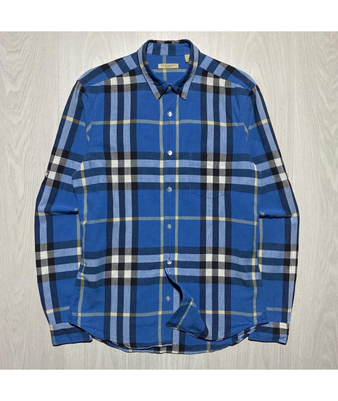 BURBERRY Голубая льняная кэжуал рубашка, фото 9