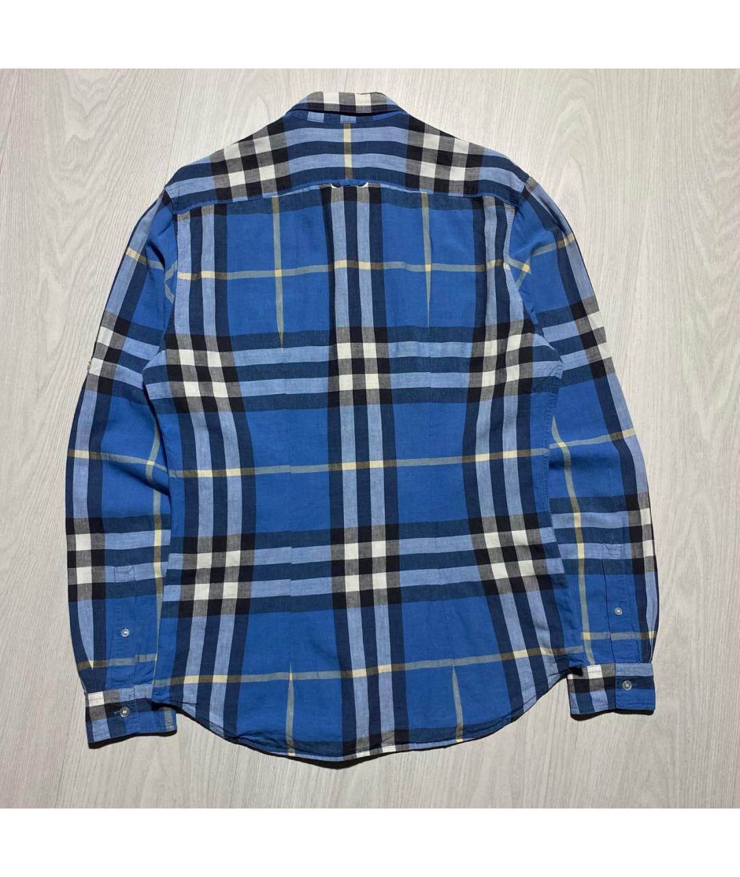 BURBERRY Голубая льняная кэжуал рубашка, фото 6