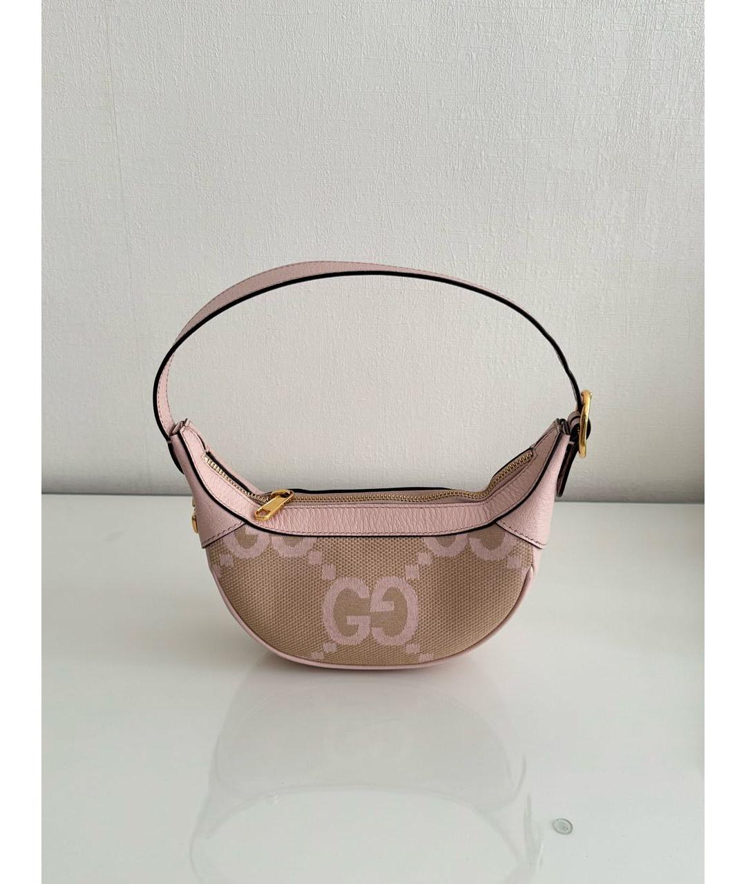 GUCCI Розовая тканевая сумка с короткими ручками, фото 9