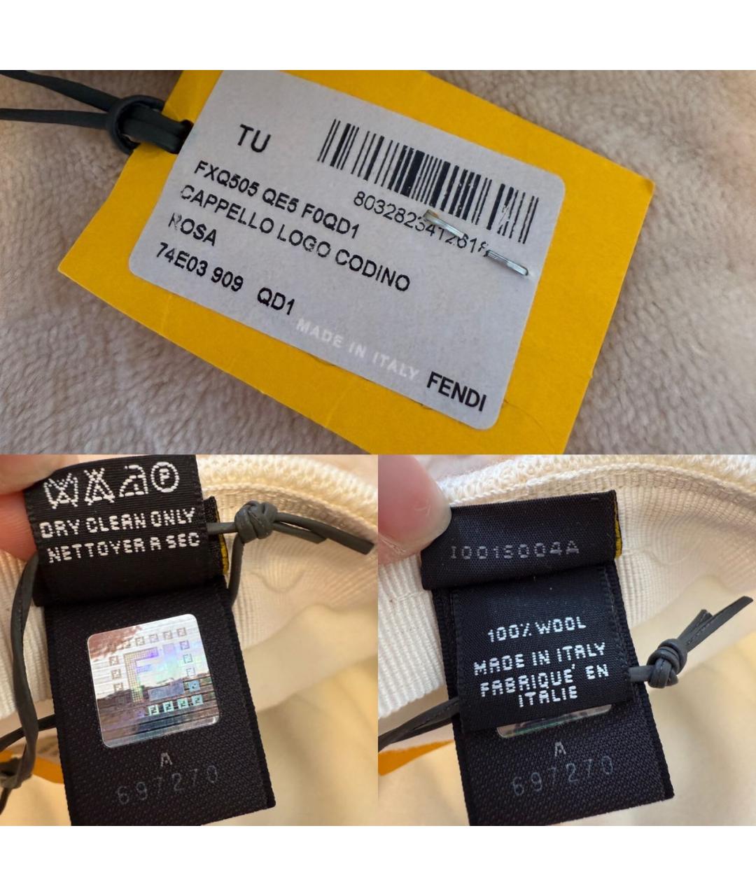 FENDI Белая шерстяная кепка, фото 6