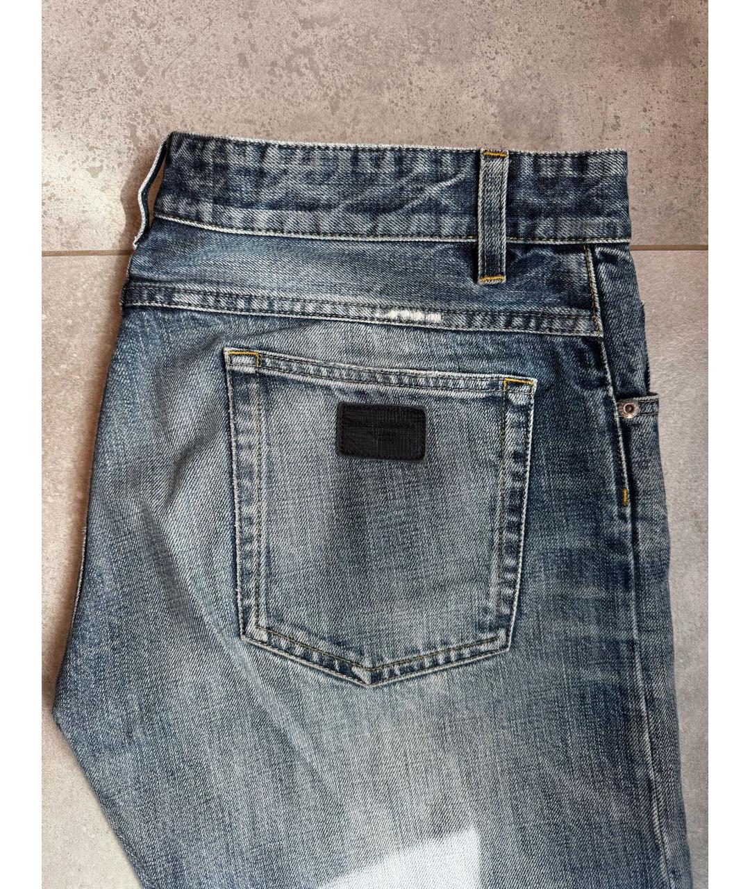 DOLCE&GABBANA Голубые хлопковые прямые джинсы, фото 4