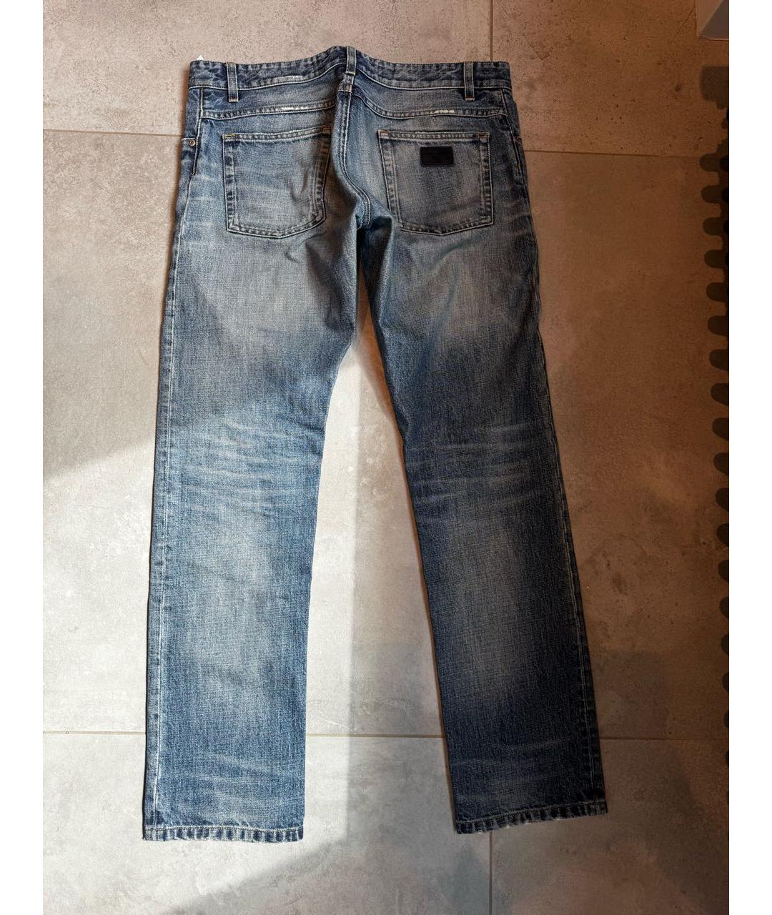 DOLCE&GABBANA Голубые хлопковые прямые джинсы, фото 2