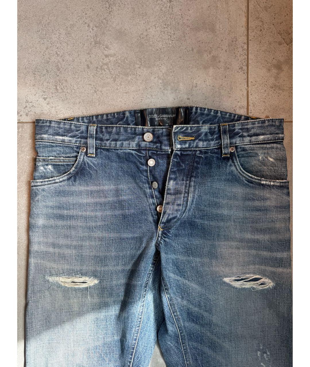 DOLCE&GABBANA Голубые хлопковые прямые джинсы, фото 3