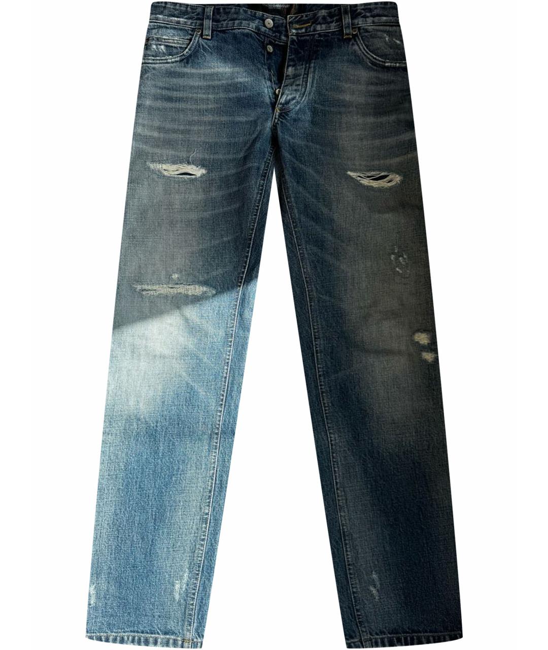 DOLCE&GABBANA Голубые хлопковые прямые джинсы, фото 1